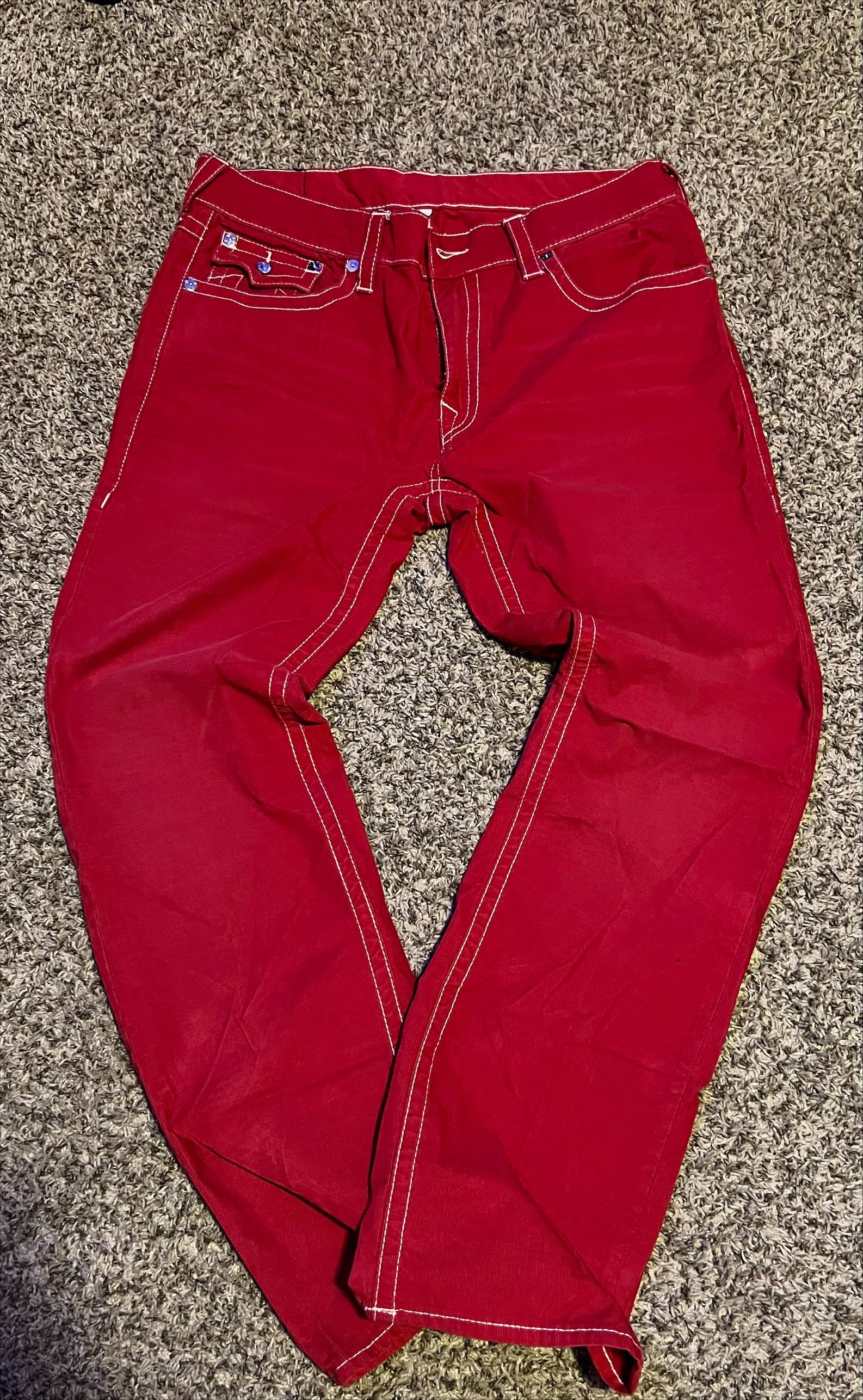 True Religion True Religion Red Denim White Stitching Size US 38 / EU 54 - 2 Thumbnail