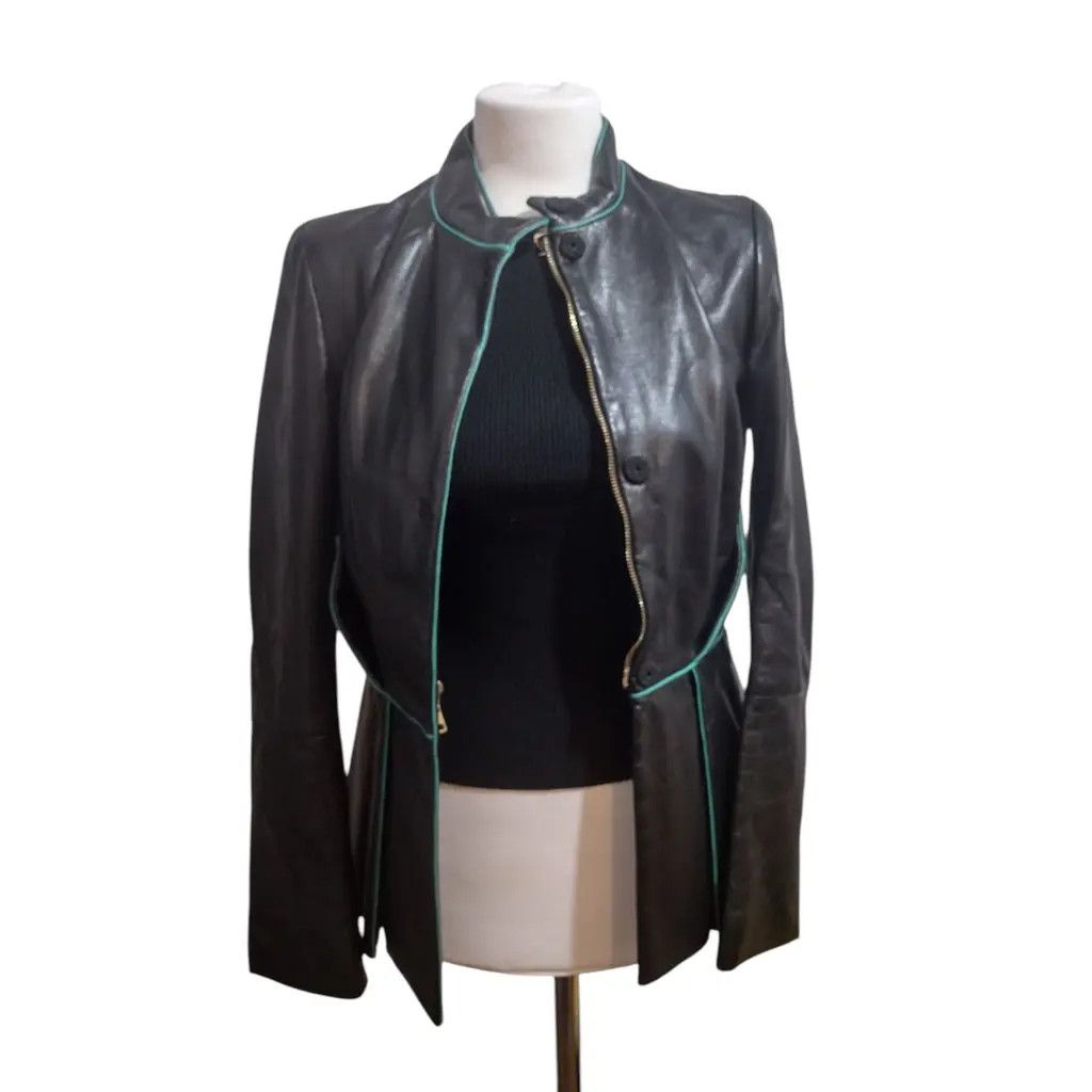 Other ARCHIVAL Vionnet Paris Structured Leather Jacket Peplum Size S / US 4 / IT 40 - 8 Thumbnail