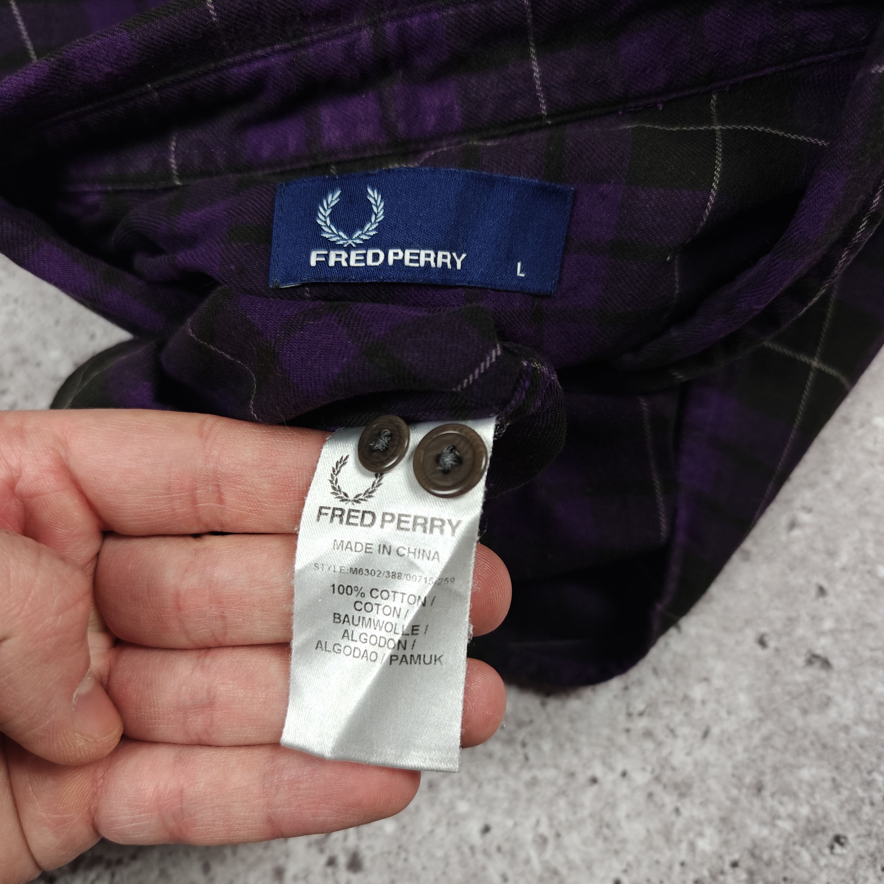 Fred Perry Fred Perry Shirt Cotton Check Purple size L Size US L / EU 52-54 / 3 - 7 Thumbnail