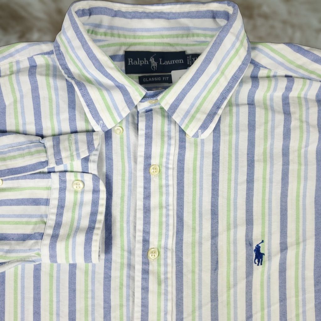 Ralph Lauren Ralph Lauren Blue Striped Button-Up Shirt Mens XL Long Sleeve Casual Preppy Size US XL / EU 56 / 4 - 1 Thumbnail