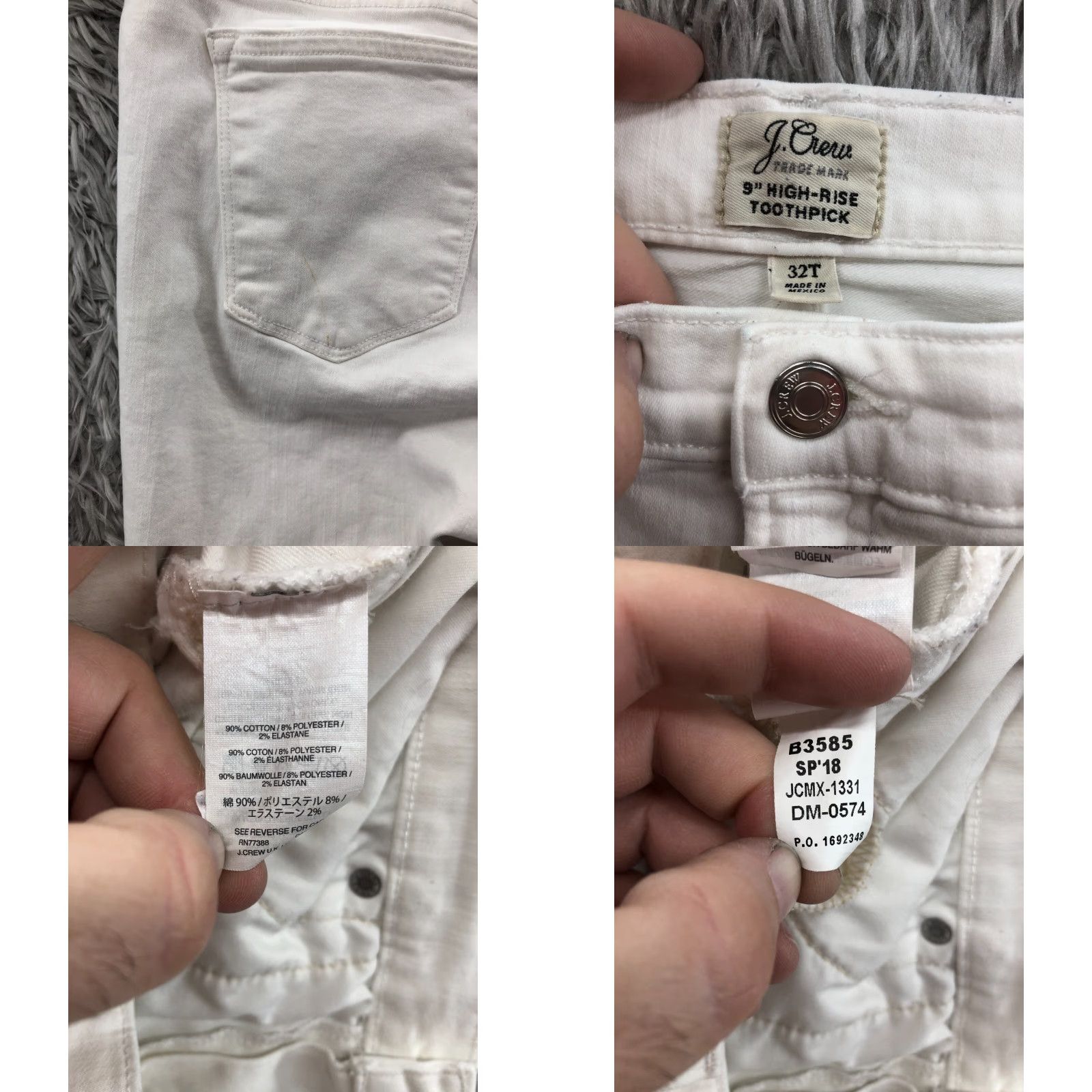 J.Crew J.CREW High Rise Toothpick Skinny Pants Women's White Light Wash 32 Tall Size 24" / US 00 / IT 34 - 9 Thumbnail