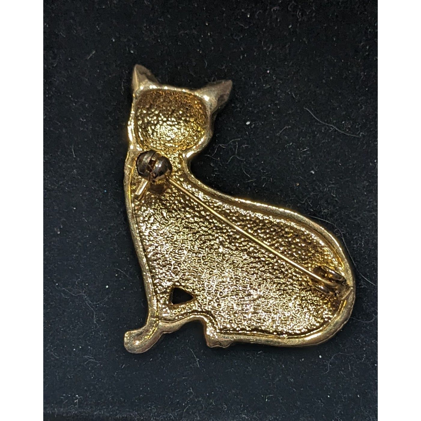 Other Vintage Cat Black Enamel And Gold Tone Brooch With Rhineston Size ONE SIZE - 5 Thumbnail