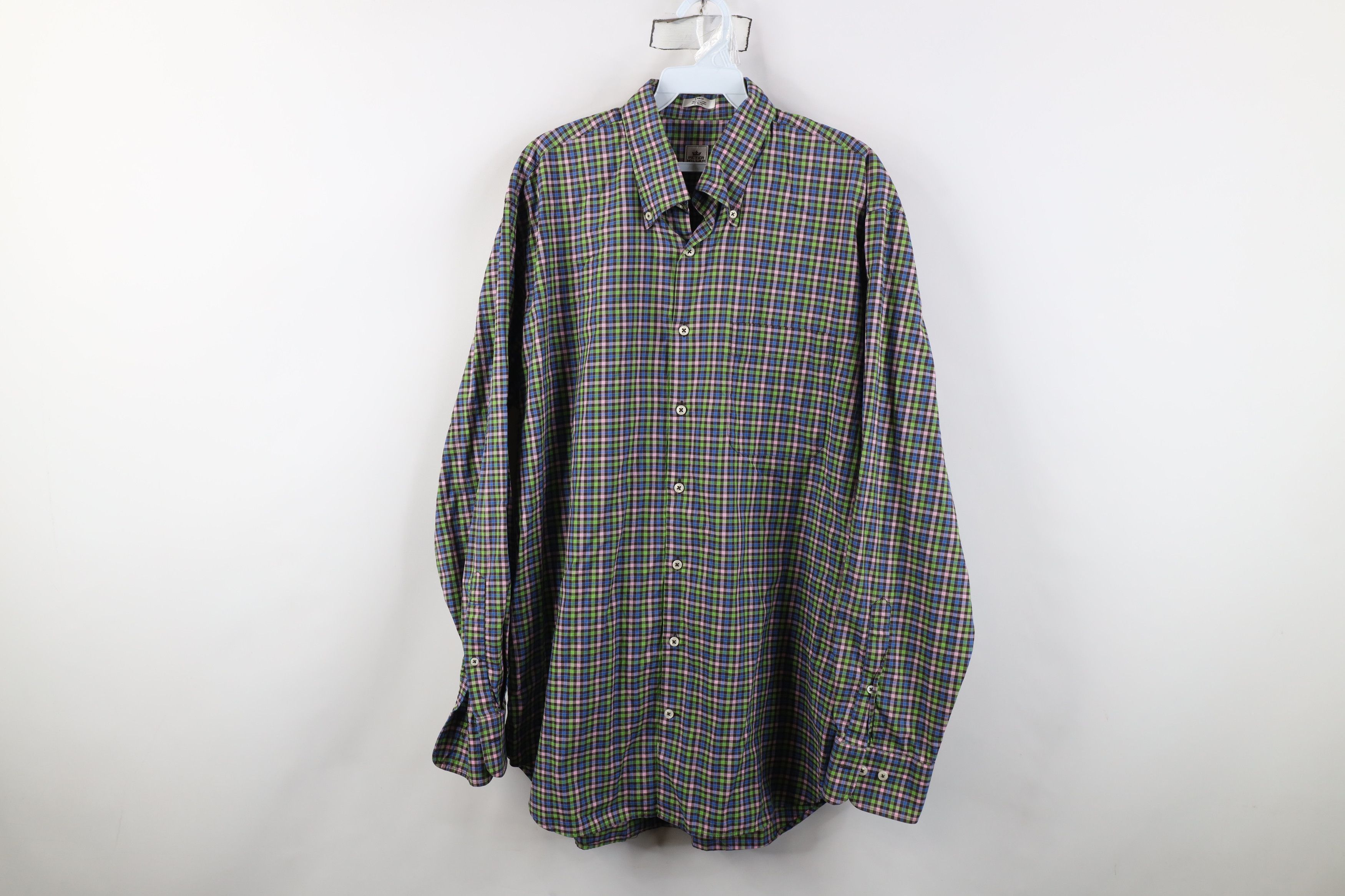 Peter Millar Vintage Peter Millar Collared Button Down Dress Shirt Plaid Size US L / EU 52-54 / 3 - 1 Thumbnail