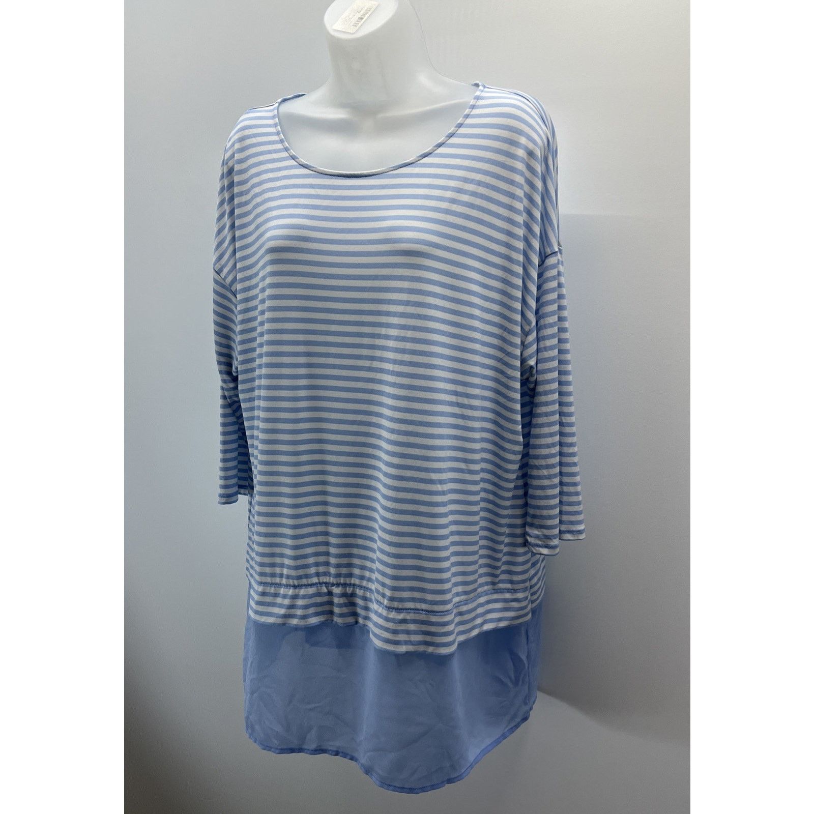 Chicos Chicos Light Blue Stripe 3/4 Sleeve Tunic Top Size 2 Size XS / US 0-2 / IT 36-38 - 3 Thumbnail
