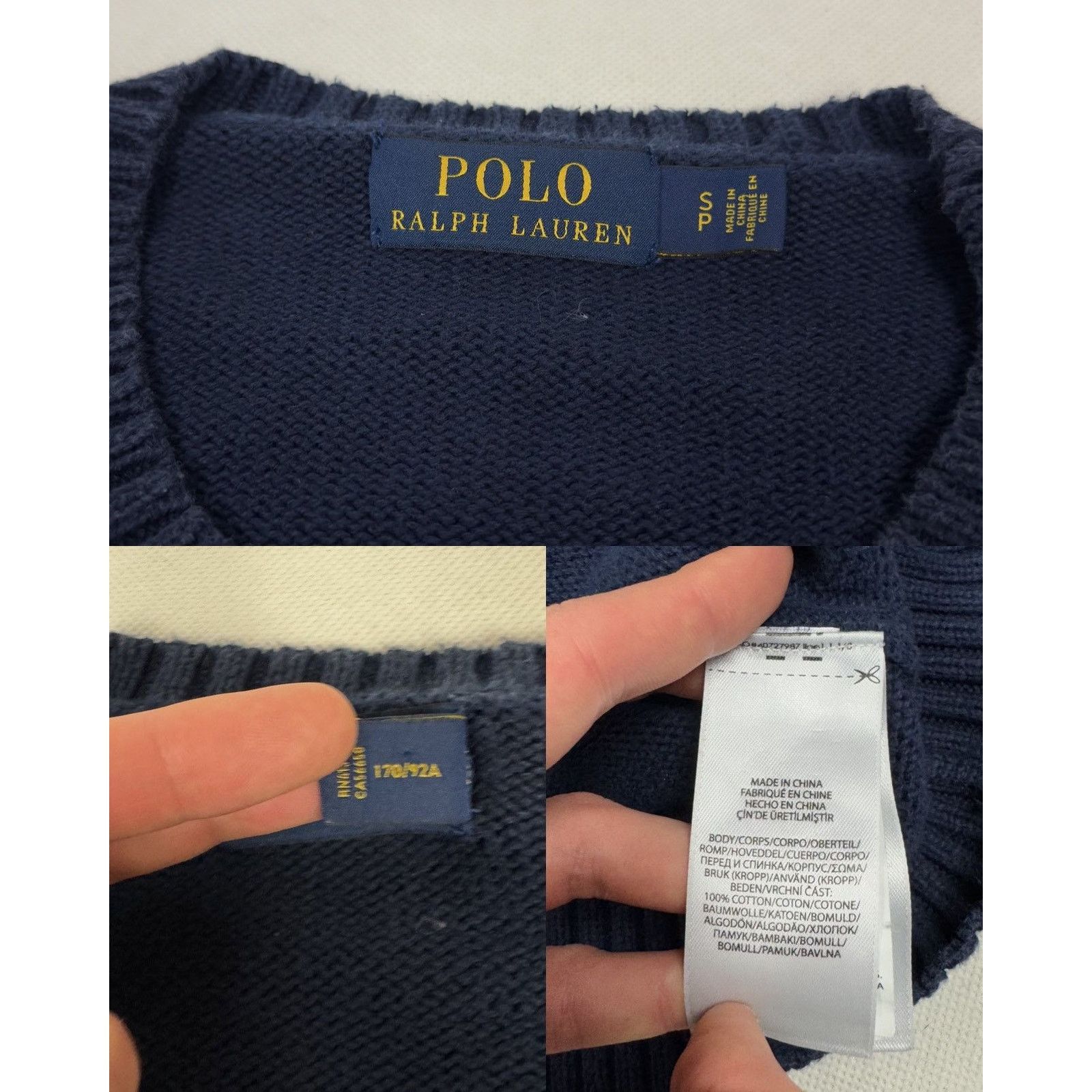Polo Ralph Lauren × Vintage Polo Ralph Lauren Men's Navy Cotton Pullover Sweater Small Size US S / EU 44-46 / 1 - 2 Thumbnail