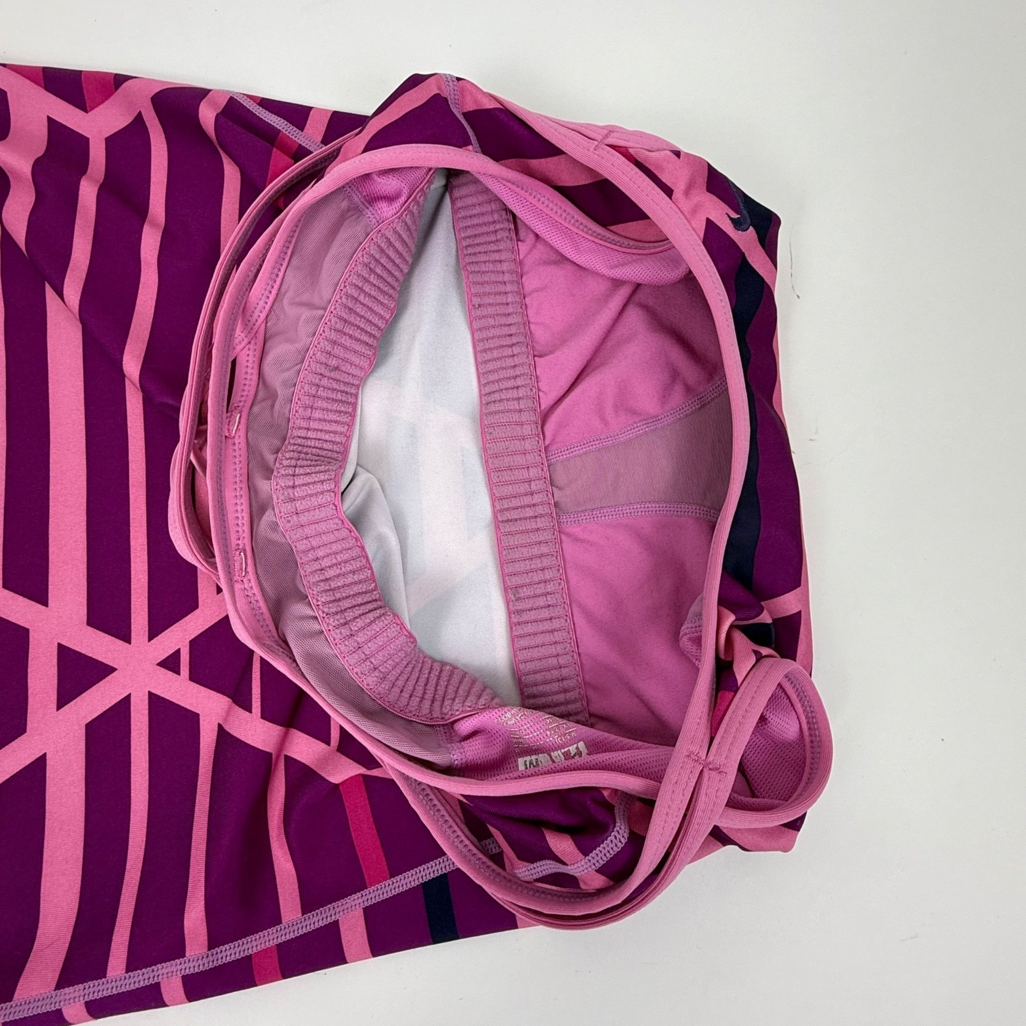 Nike Nike FitDri Women's Athletic Tank Strappy Pink Striped Size Size M / US 6-8 / IT 42-44 - 3 Thumbnail