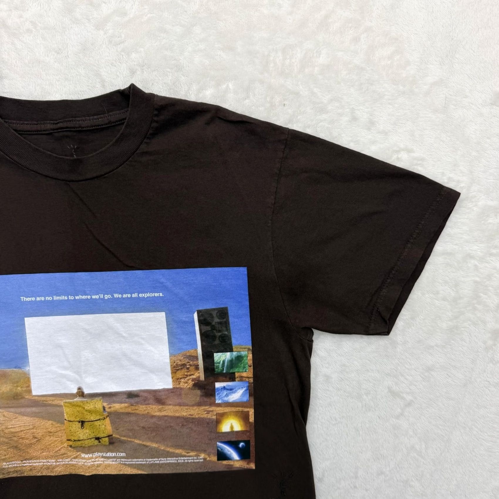 Travis Scott Cactus Jack PlayStation Shirt Mens S Brown Space Video Game Short Sleeve Crew Neck Logo Graphic Print Size US S / EU 44-46 / 1 - 4 Thumbnail