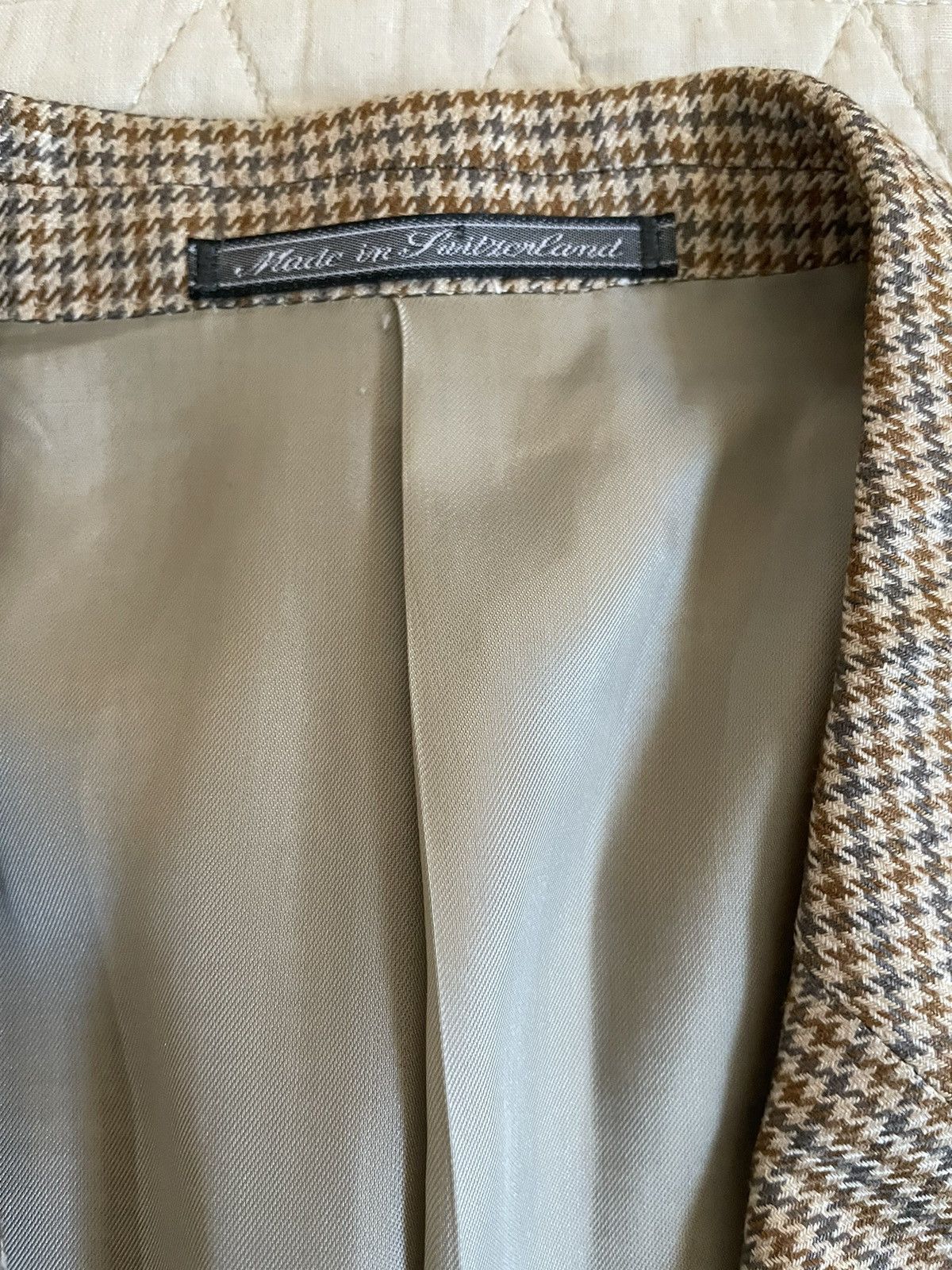 Ermenegildo Zegna × Vintage Houndstooth Check Silk & Camelhair Jacket Size 38R - 5 Thumbnail