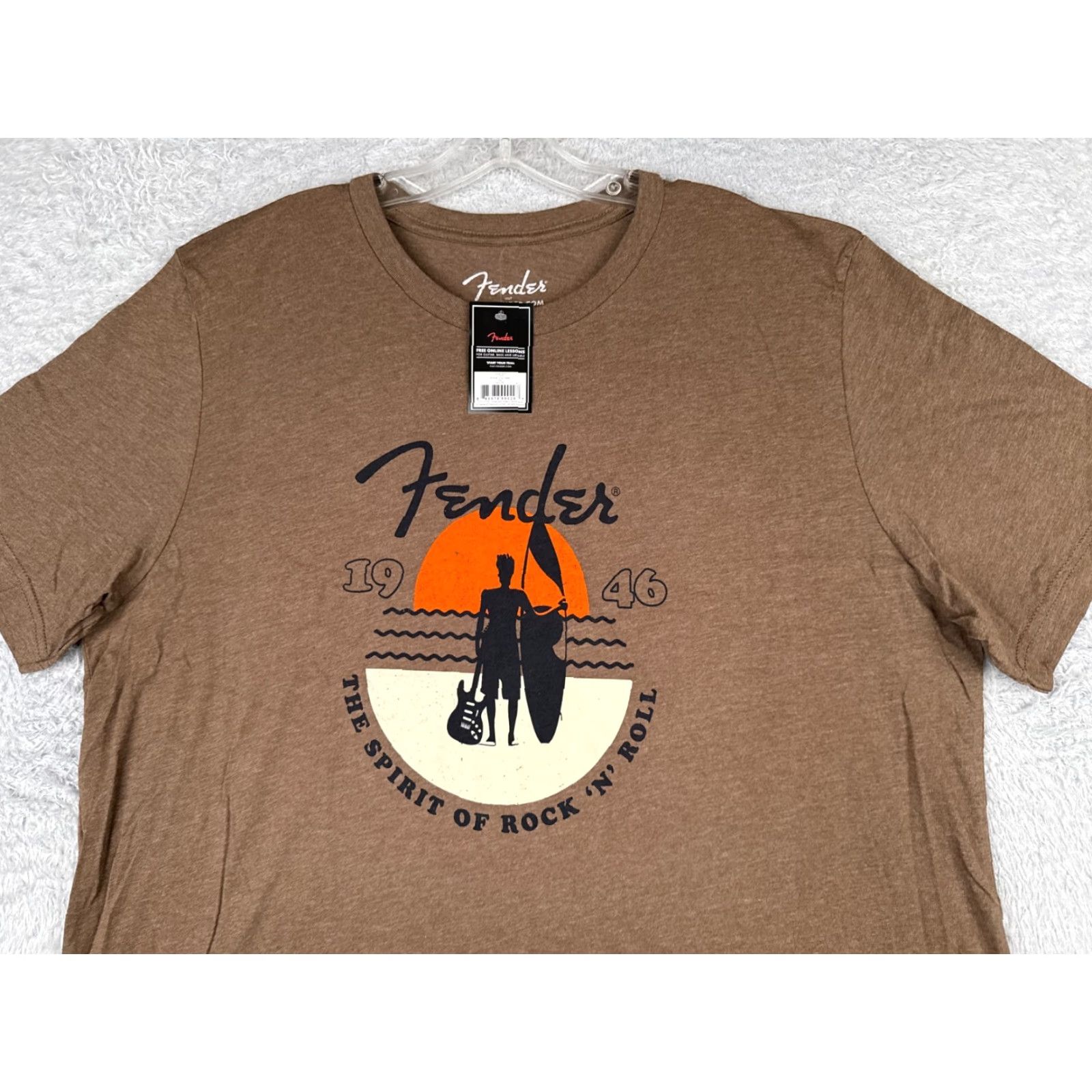 Fender Fender Men T-Shirt Shirt Brown 2XL XXL Cotton Jersey Short Sleeve Crew Neck Punk Spirit Of Rock Music Outdoor All Seasons New Size US XXL / EU 58 / 5 - 4 Thumbnail
