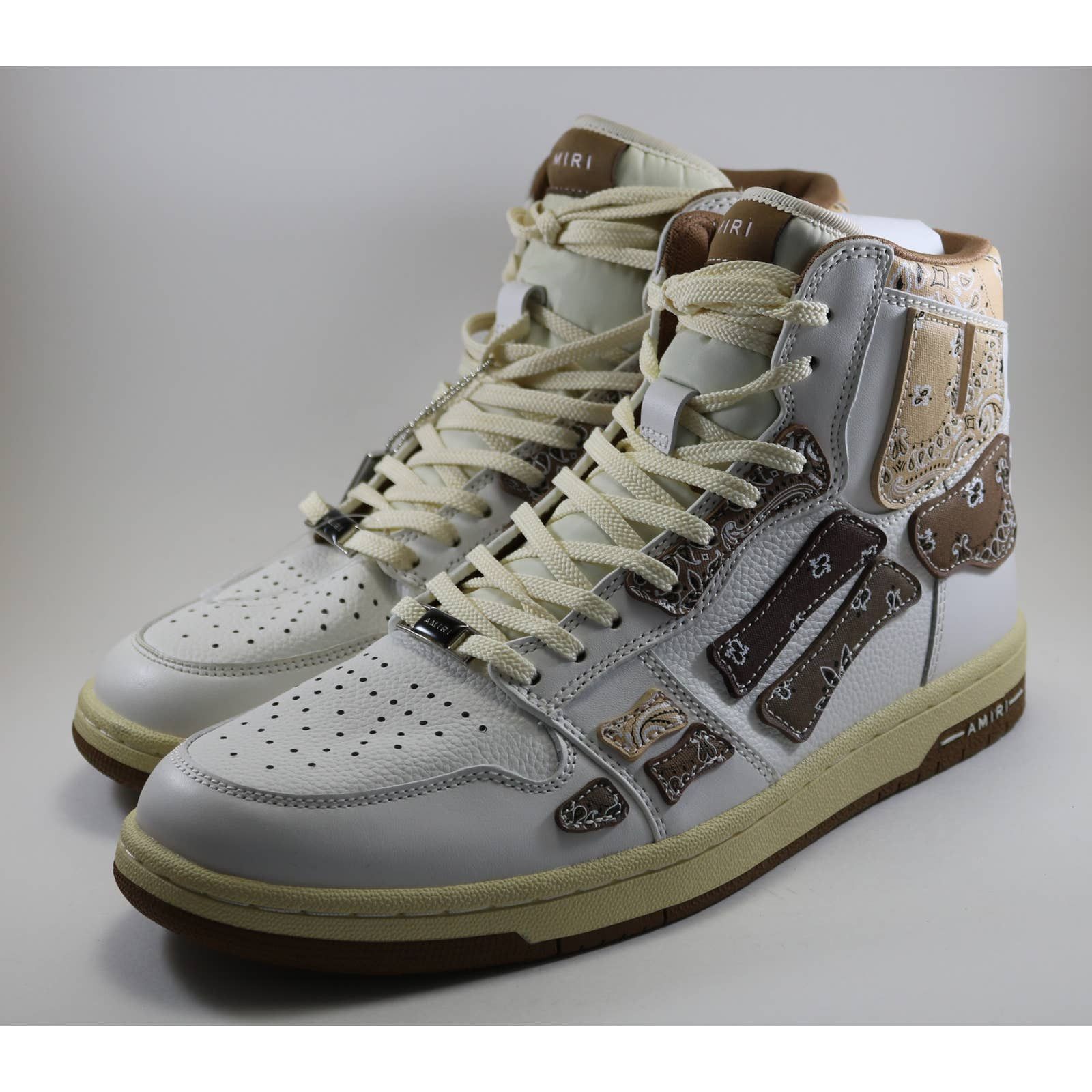 Amiri Skel Top Bandana White Brown Sneakers Hi Brand New