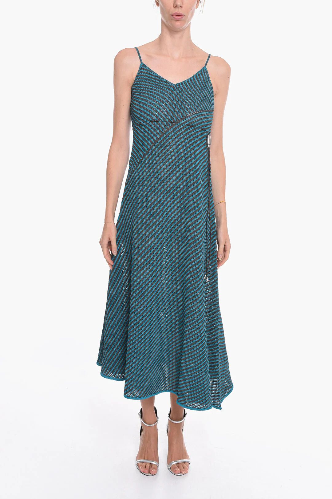 Bottega Veneta og1mm0426 Striped Cotton-blend Maxidress in Light Blue Size L / US 10 / IT 46 - 1 Thumbnail