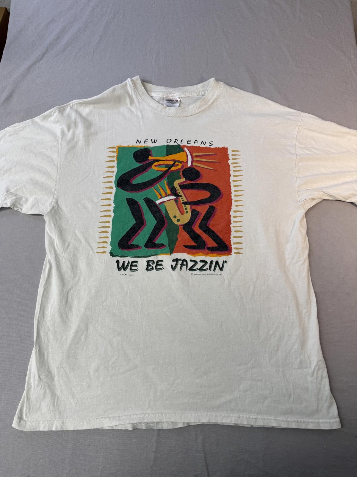 Hanes New Orleans Jazz Art T-shirt We Be Jazzin Sax / Trumpet XL Size US XL / EU 56 / 4 - 1 Thumbnail