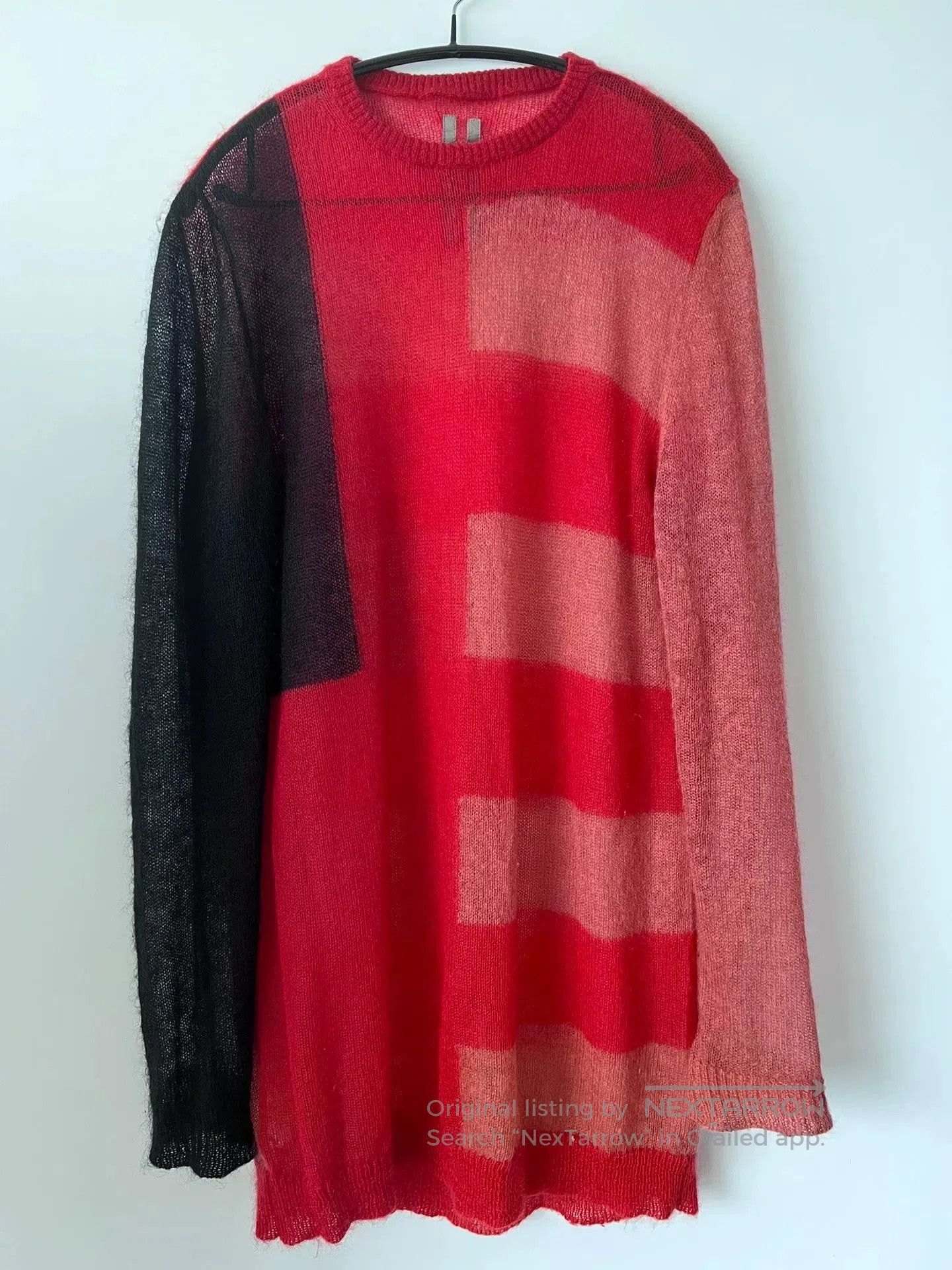 Rick Owens red patchwork mohair sweater. Size XXS / US 00 / IT 34 - 1 Thumbnail