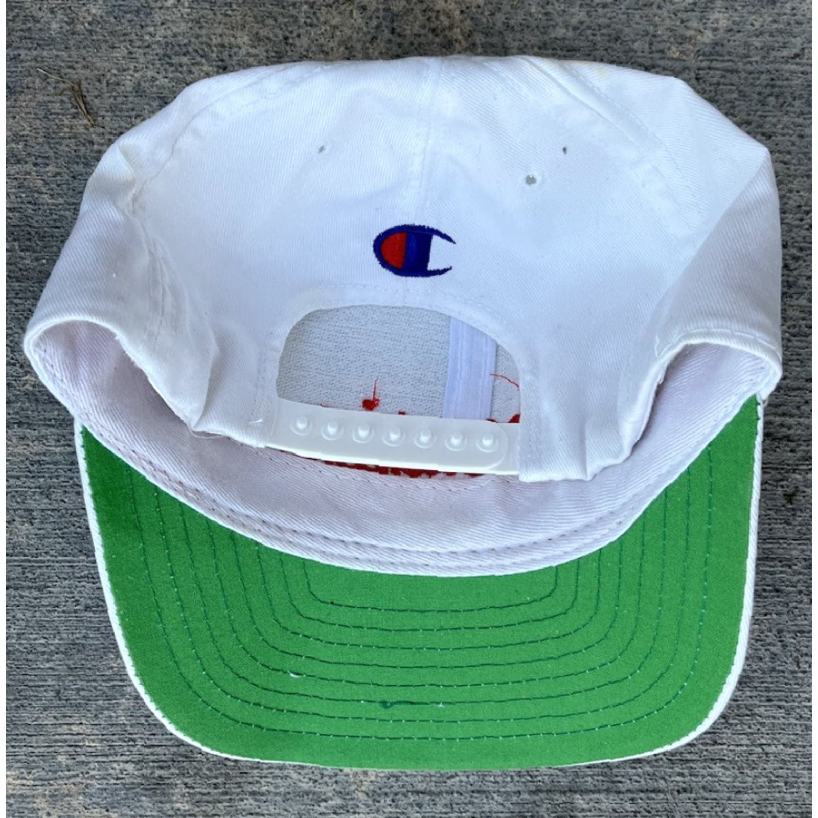 Champion VINTAGE Champion Hat Snapback Baseball Cap Mens White Spell Out Script USA Mens One Size Adjustable Logo Baseball Cap Size ONE SIZE - 3 Thumbnail