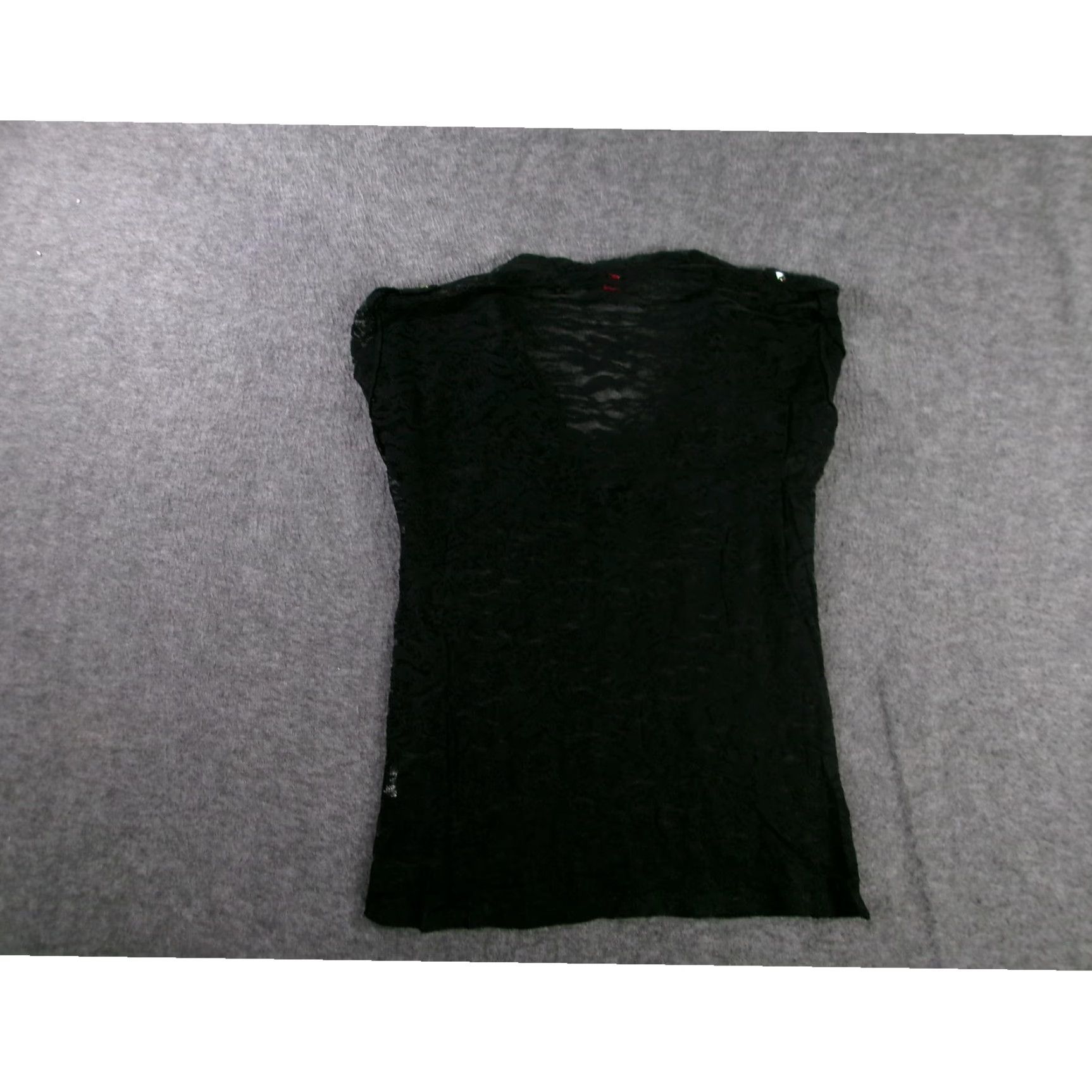 Vintage Bongo Blouse Women Large Black Sheer Collared Short Sleeve Casual Chic Size L / US 10 / IT 46 - 7 Thumbnail