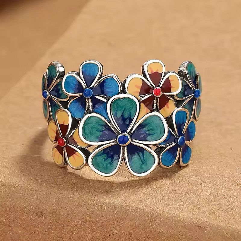Japanese Brand × Jewelry × Vintage Creative Enamel Flowery Enamel Ring Size ONE SIZE - 3 Thumbnail