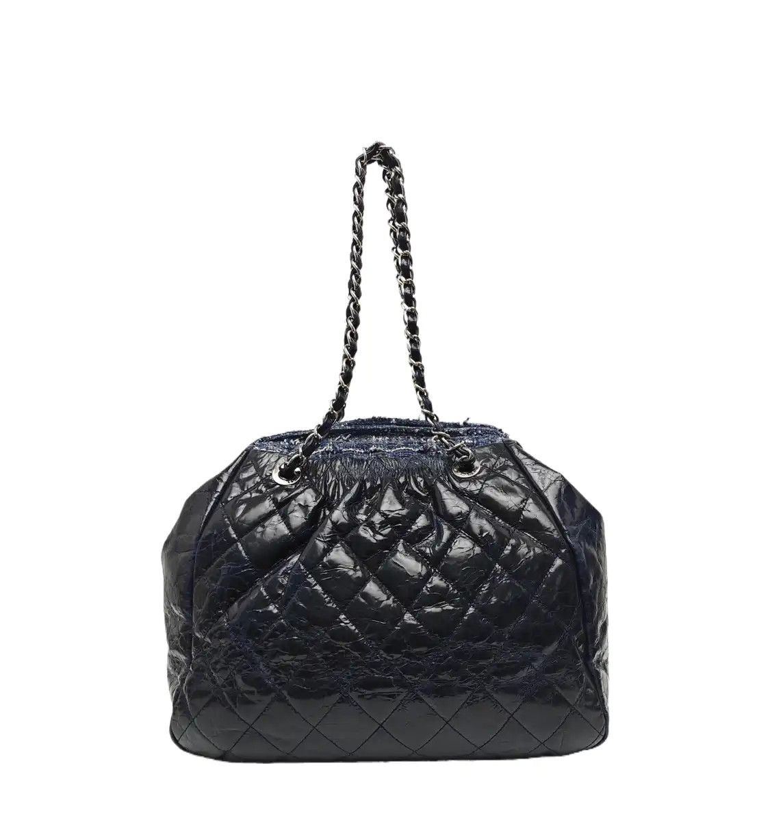 Chanel CHANEL tote bag navy blue cowhide leather quilted shoulder bag handbag silver ha Size ONE SIZE - 1 Thumbnail