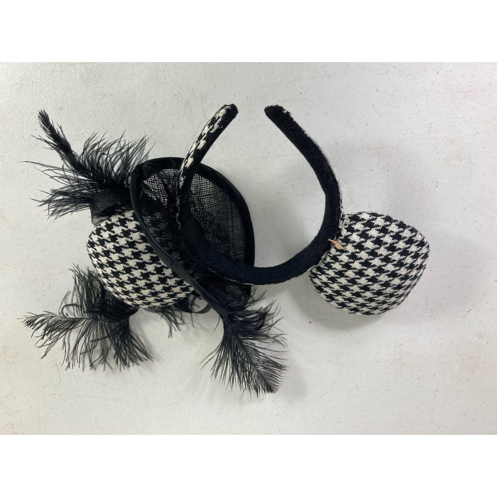 Disney Houndstooth Mickey Ears Black White Disney Parks DAMAGED Size ONE SIZE - 6 Thumbnail