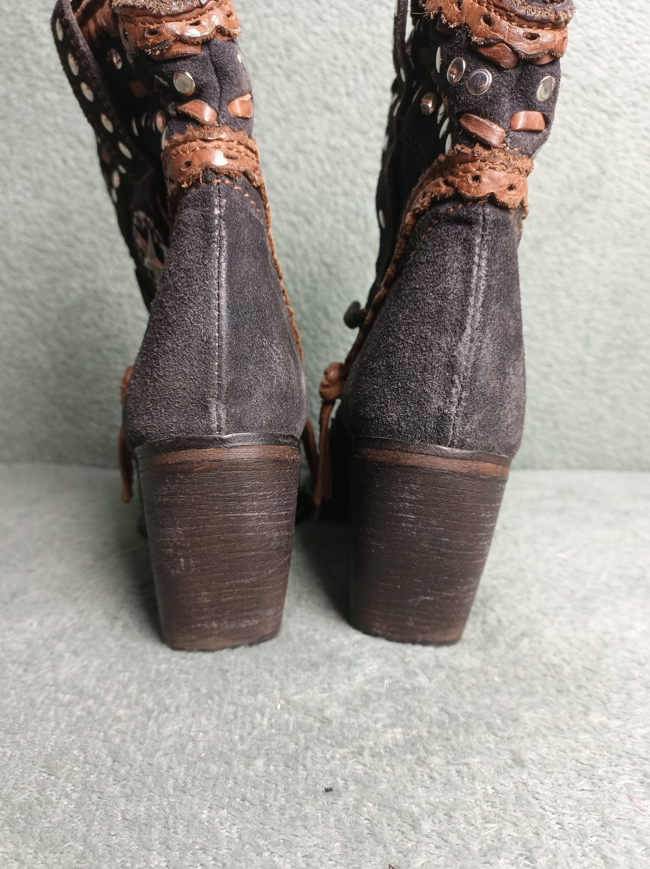 Cowboy Equipment × Handmade EL VAQUERO Leather Cowboy Ankle Boots EU 39 Size US 9 / IT 39 - 5 Thumbnail