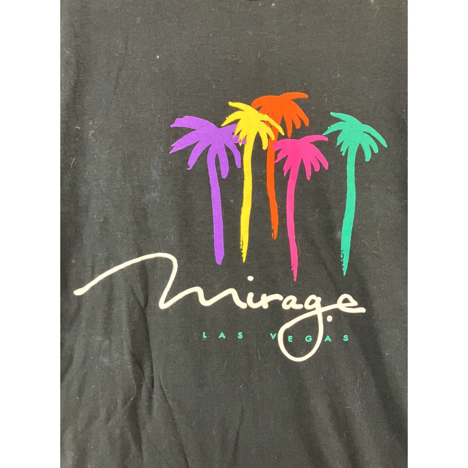 Vintage VINTAGE Mirage TShirt Adults Black One Size Mirage 90s Palm Trees Size ONE SIZE - 2 Thumbnail
