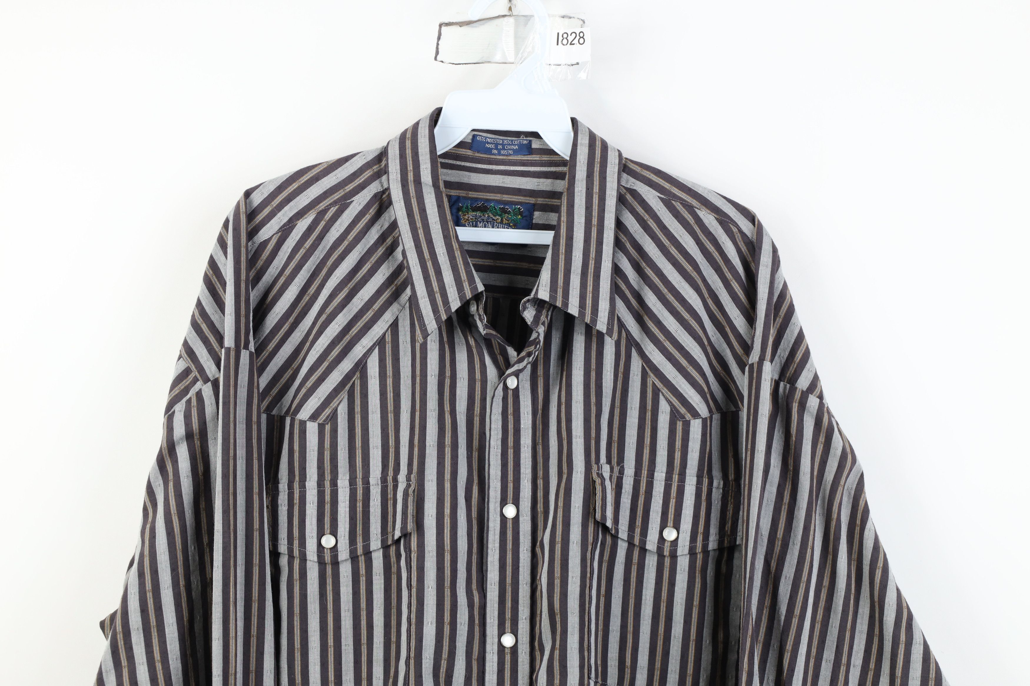 Vintage Vintage 90s Streetwear Cowboy Striped Snap Button Shirt Size US XXL / EU 58 / 5 - 2 Thumbnail