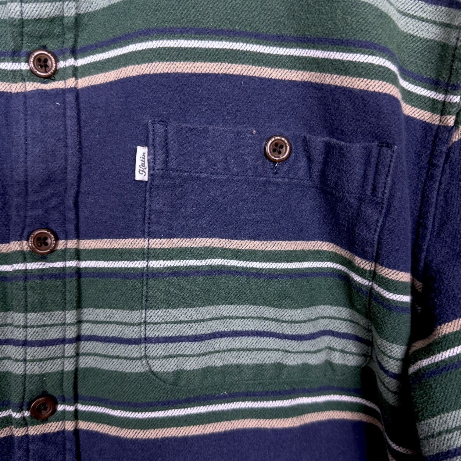 Katin Katin Flannel Shirt Blue Green LS Striped Cotton Button Up M Size US M / EU 48-50 / 2 - 5 Thumbnail