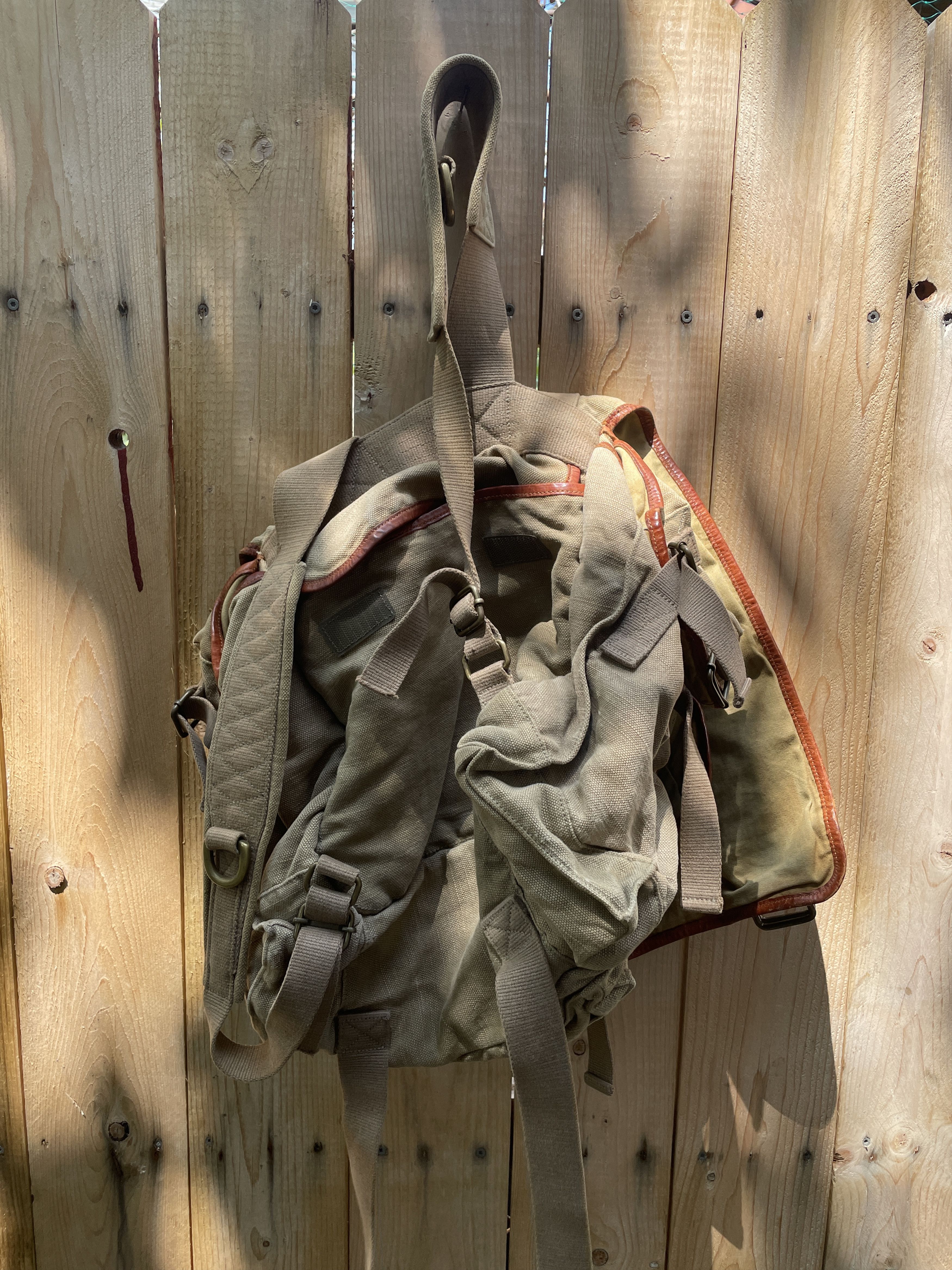 Lucky Brand Military Heavy Canvas and Leather Rucksack Lucky Brand Size ONE SIZE - 9 Thumbnail