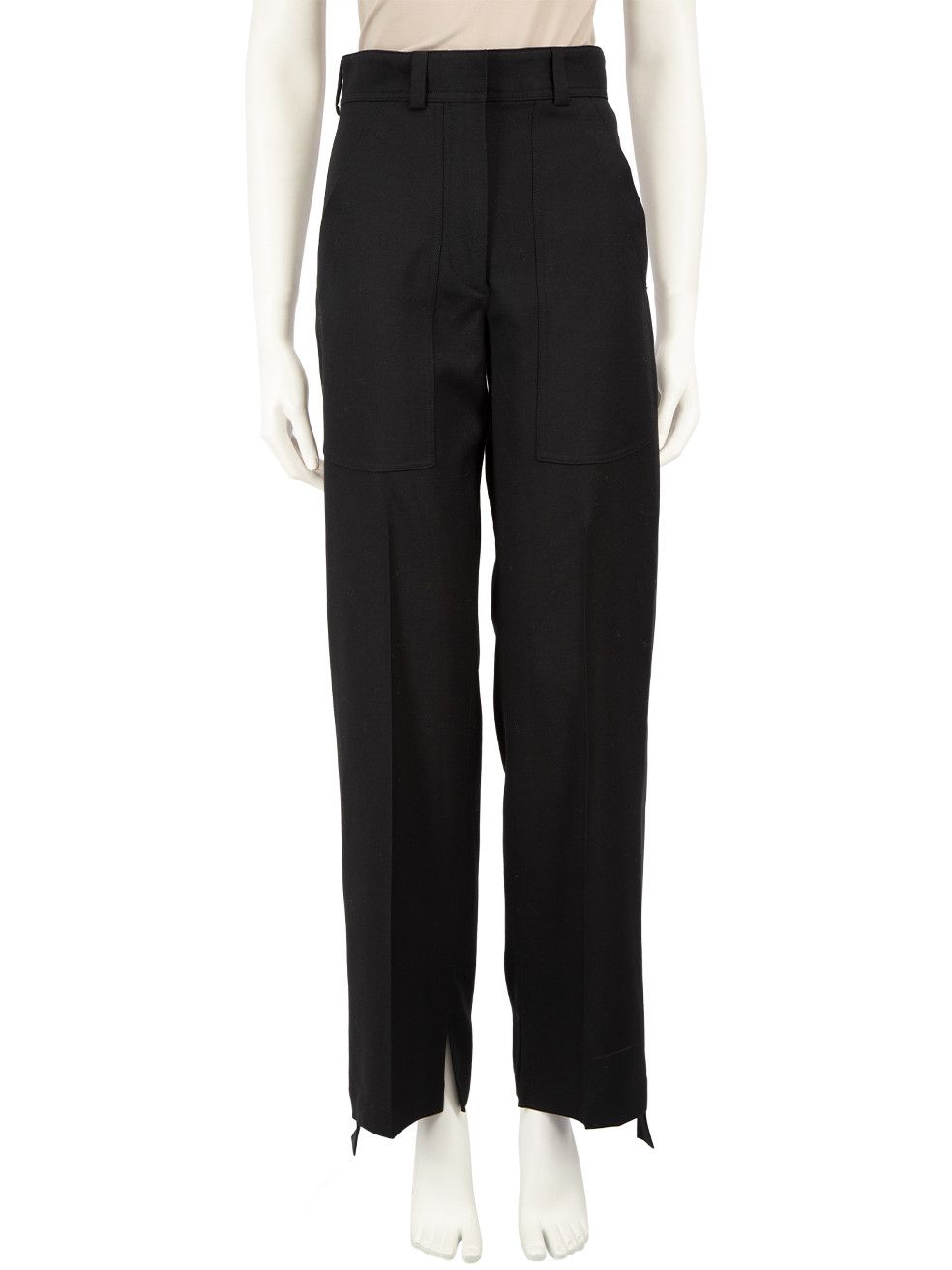 image of Stella Mccartney Black Straight Leg Mid Rise Trousers, Women's (Size 24)