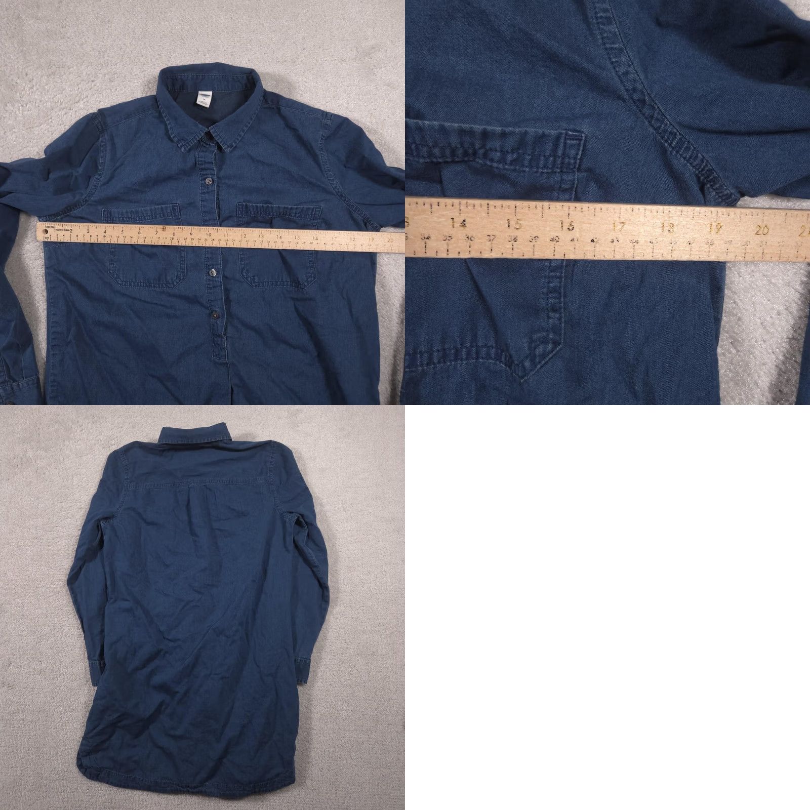Old Navy Old Navy Shirt Dress Womens M Blue Long Sleeve Chambray Pockets Collared Size M / US 6-8 / IT 42-44 - 8 Thumbnail