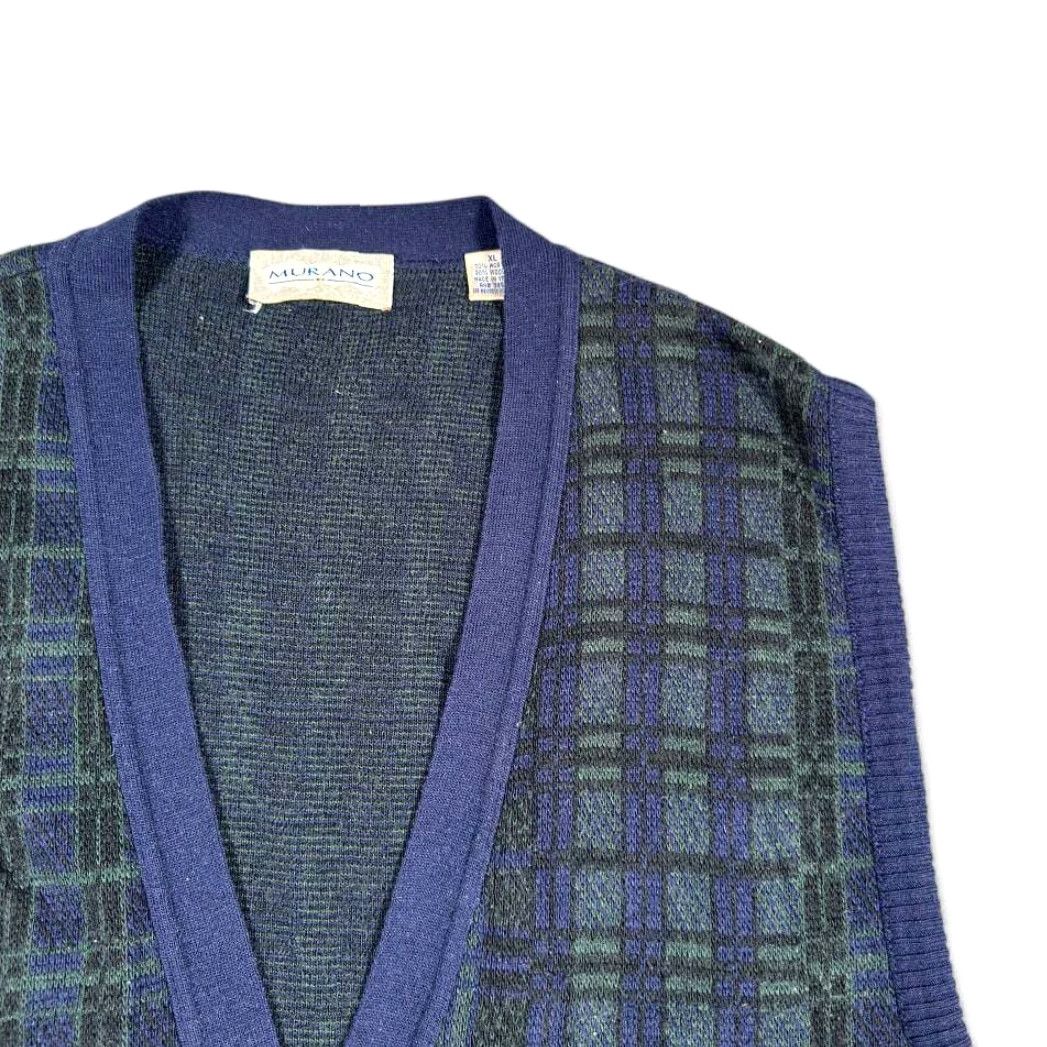 Murano VINTAGE Murano Sweater Vest Cardigan Adult L Blue Green Blackwatch Plaid 90s Murano Wool Crew Neck Vest Mens Size US L / EU 52-54 / 3 - 2 Thumbnail