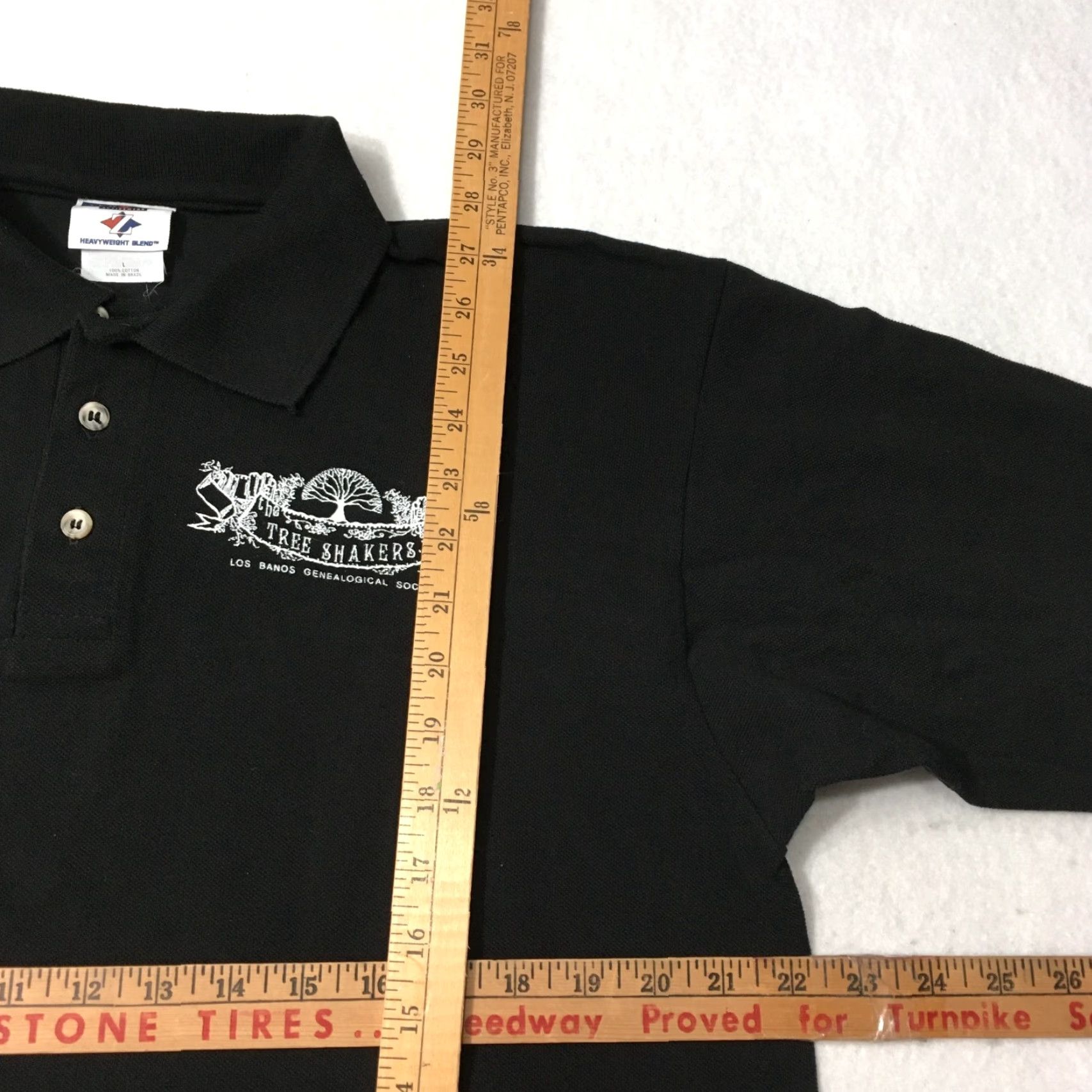 Jerzees Mens LARGE COTTON Jerzees Black Short Sleeve Polo Shirt TREE SHAKERS CLUB Size US L / EU 52-54 / 3 - 6 Thumbnail