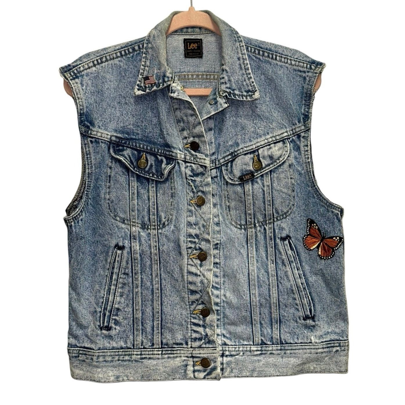 Lee Vintage Lee Acid Washed Button Down Vest with Butterfly Size L / US 10 / IT 46 - 1 Thumbnail