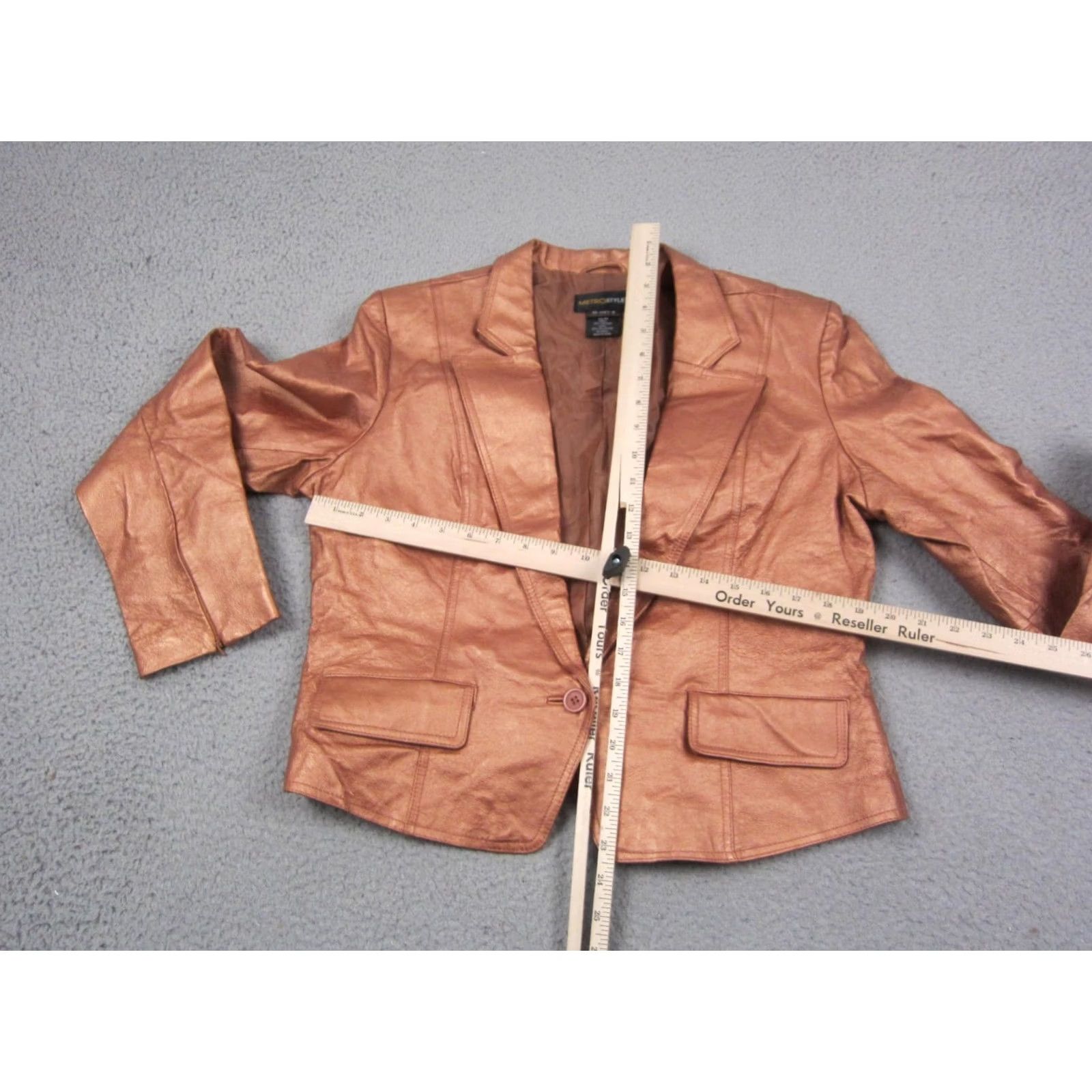 Vintage VINTAGE metrostyle Jacket Womens Size 16 Brown Copper Metallic Leather Cropped 90s Jacket Womens Mens Girls Size XXL / US 16-18 / IT 52-54 - 6 Thumbnail