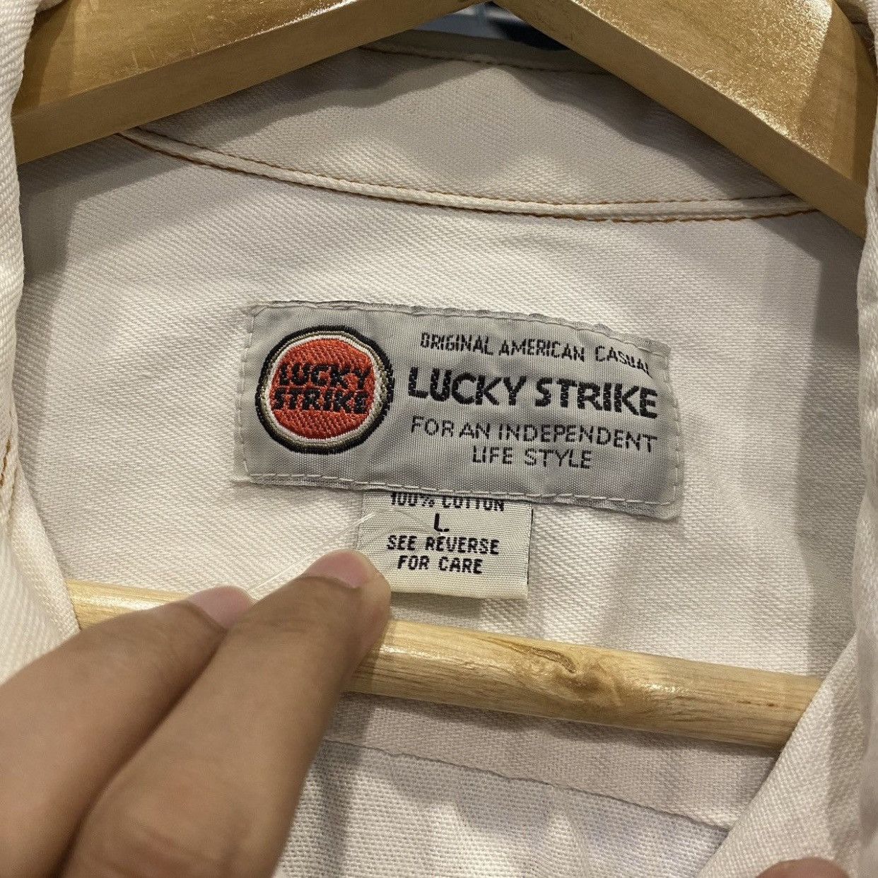 Vintage VTG 90s Lucky Strike denim shirt for bloodshoji Size US L / EU 52-54 / 3 - 10 Thumbnail