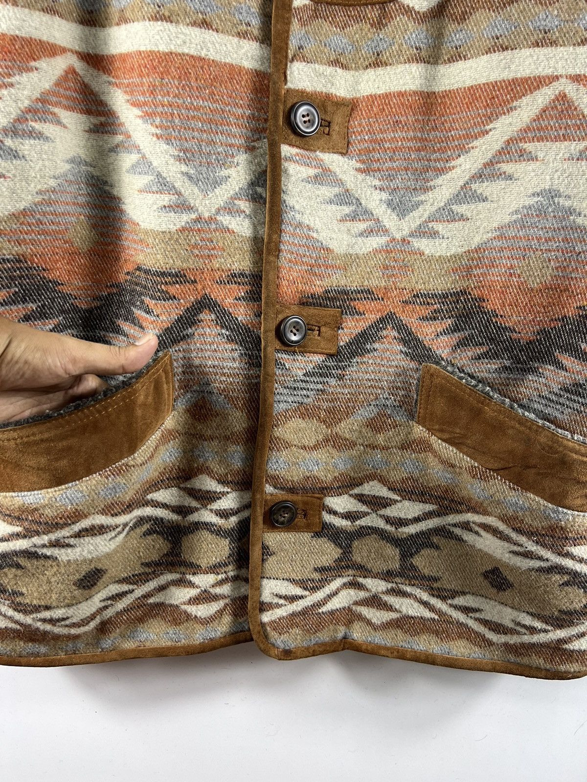 Other 🔥 Leather Part Itali navajo/native design Wool heavy Jacket Size US M / EU 48-50 / 2 - 4 Thumbnail