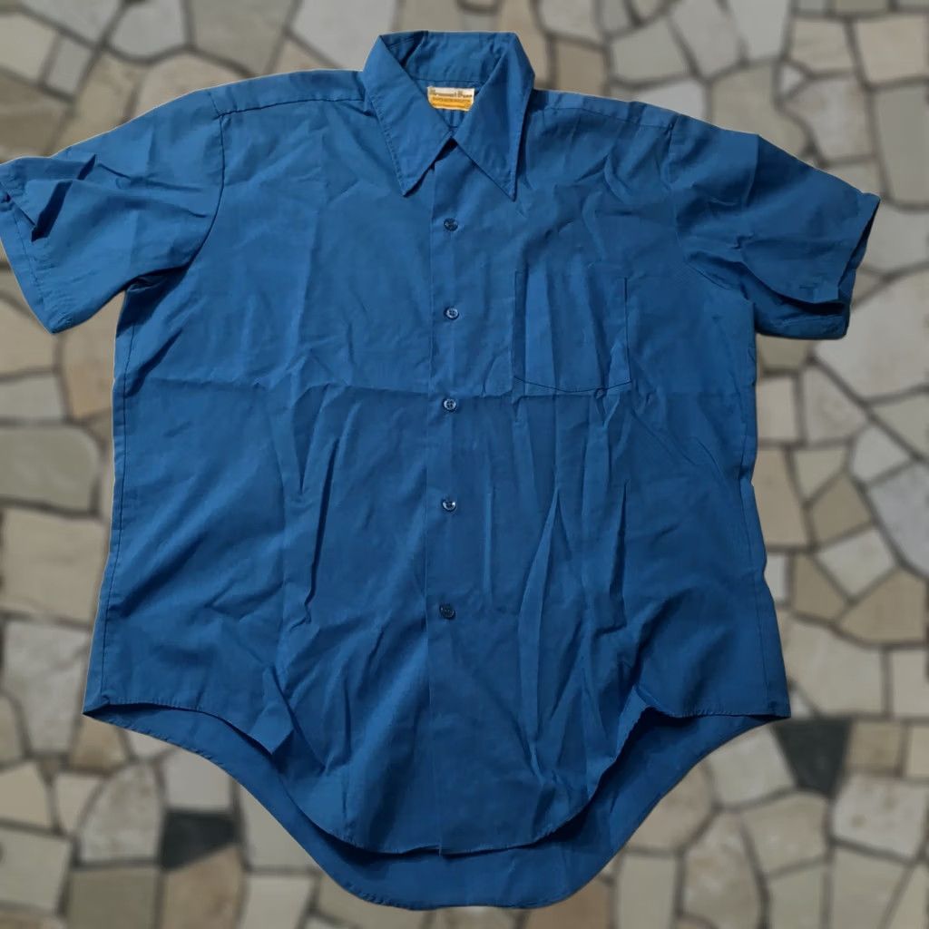 Vintage VINTAGE Kmart Shirt Mens Blue Permanent Press Short Sleeve 70s Korea 15 Size US M / EU 48-50 / 2 - 1 Thumbnail
