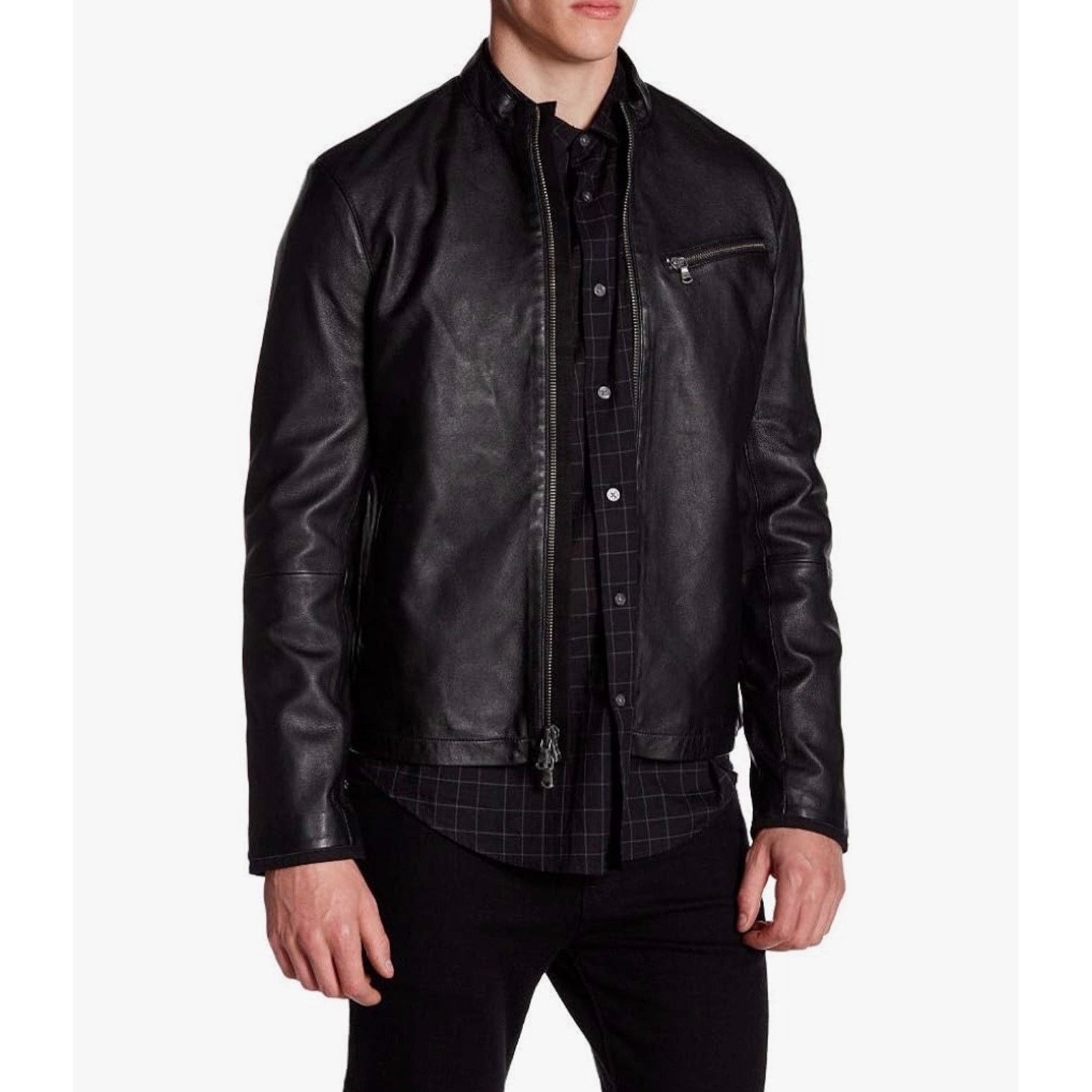 John Varvatos New John Varvatos black moto single rider leather jacket Size US M / EU 48-50 / 2 - 8 Thumbnail