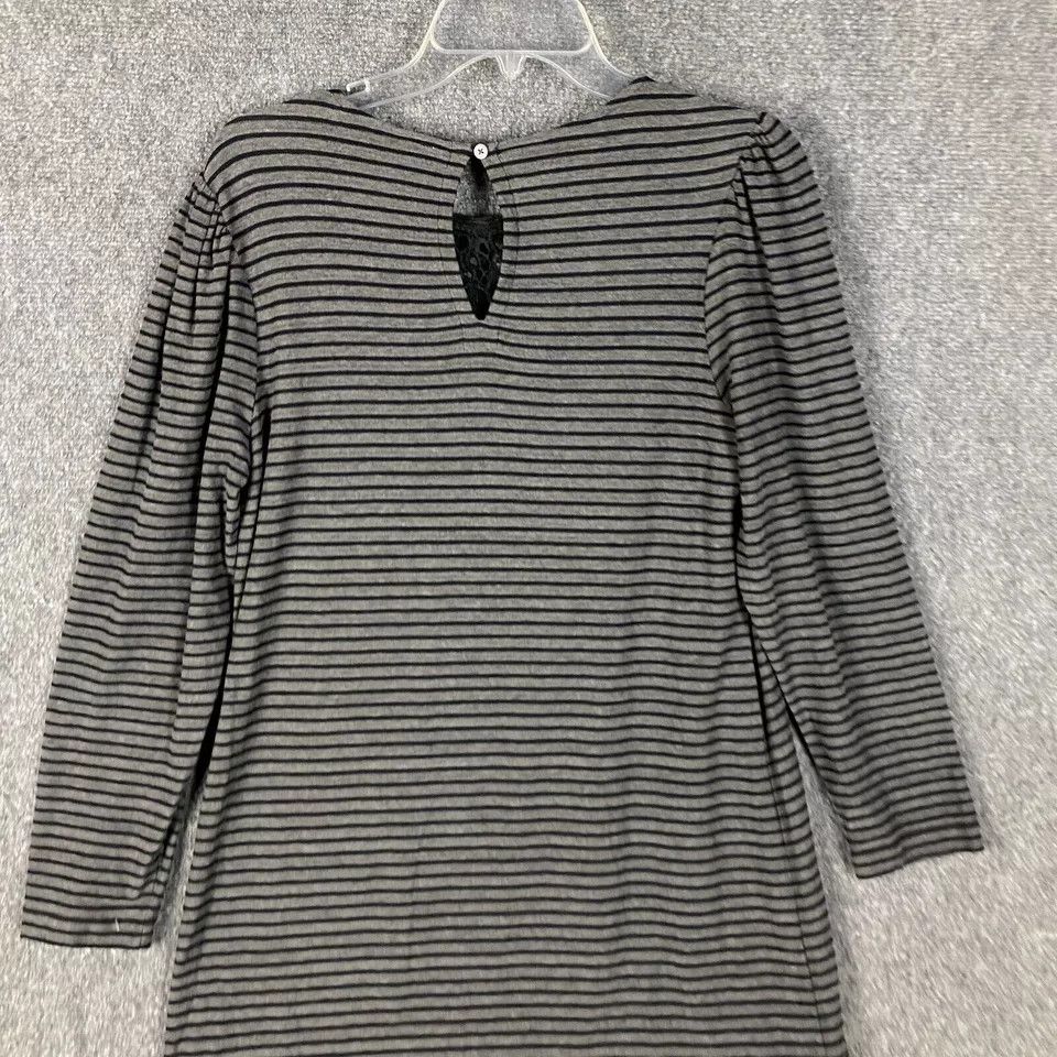 Loft LOFT Blouse Women's Small Long Sleeve Striped Gray Rayon S Size S / US 4 / IT 40 - 8 Thumbnail