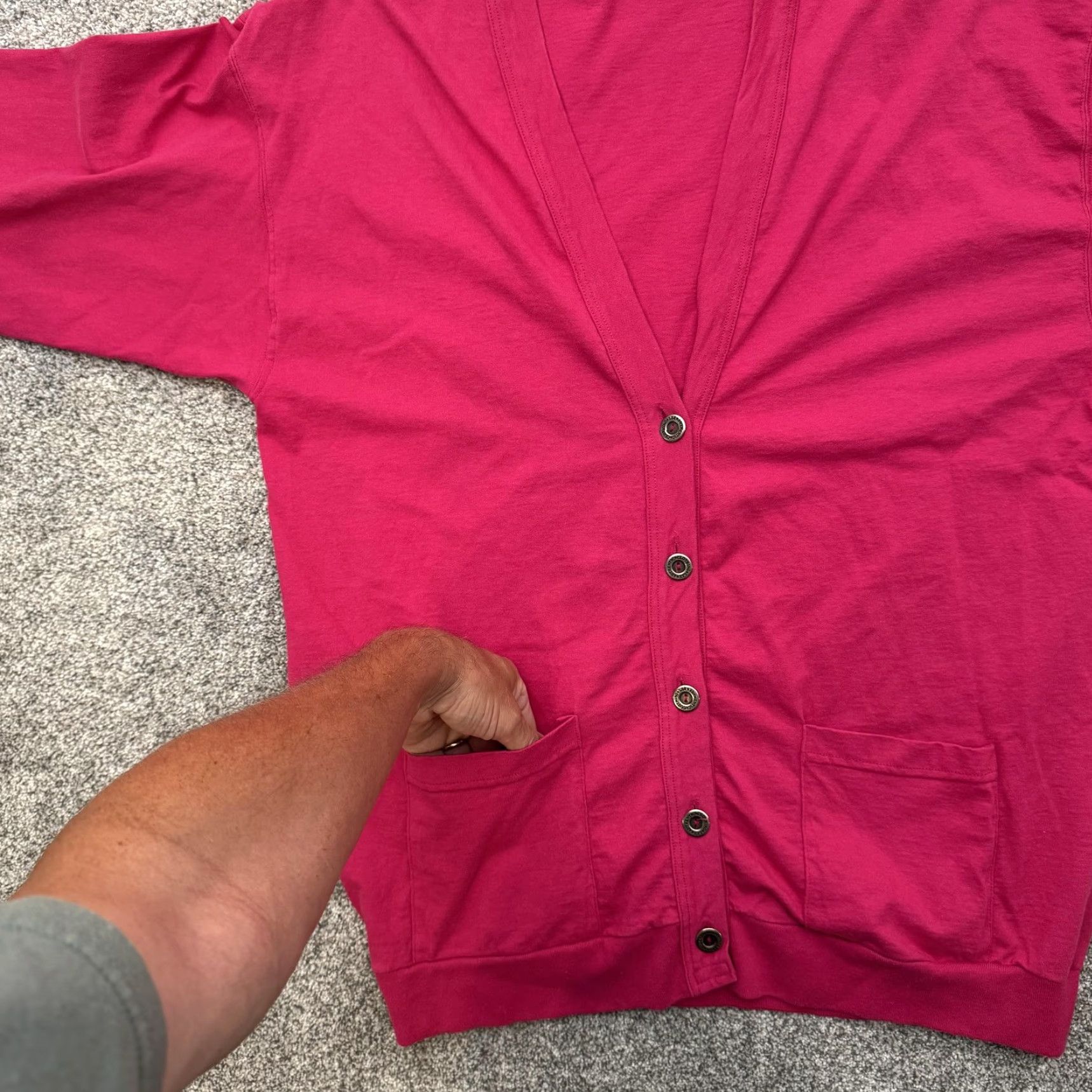Lee VINTAGE Lee Cardigan Sweater Womens Large Pink Jersey Cotton USA 90s Size L / US 10 / IT 46 - 4 Thumbnail