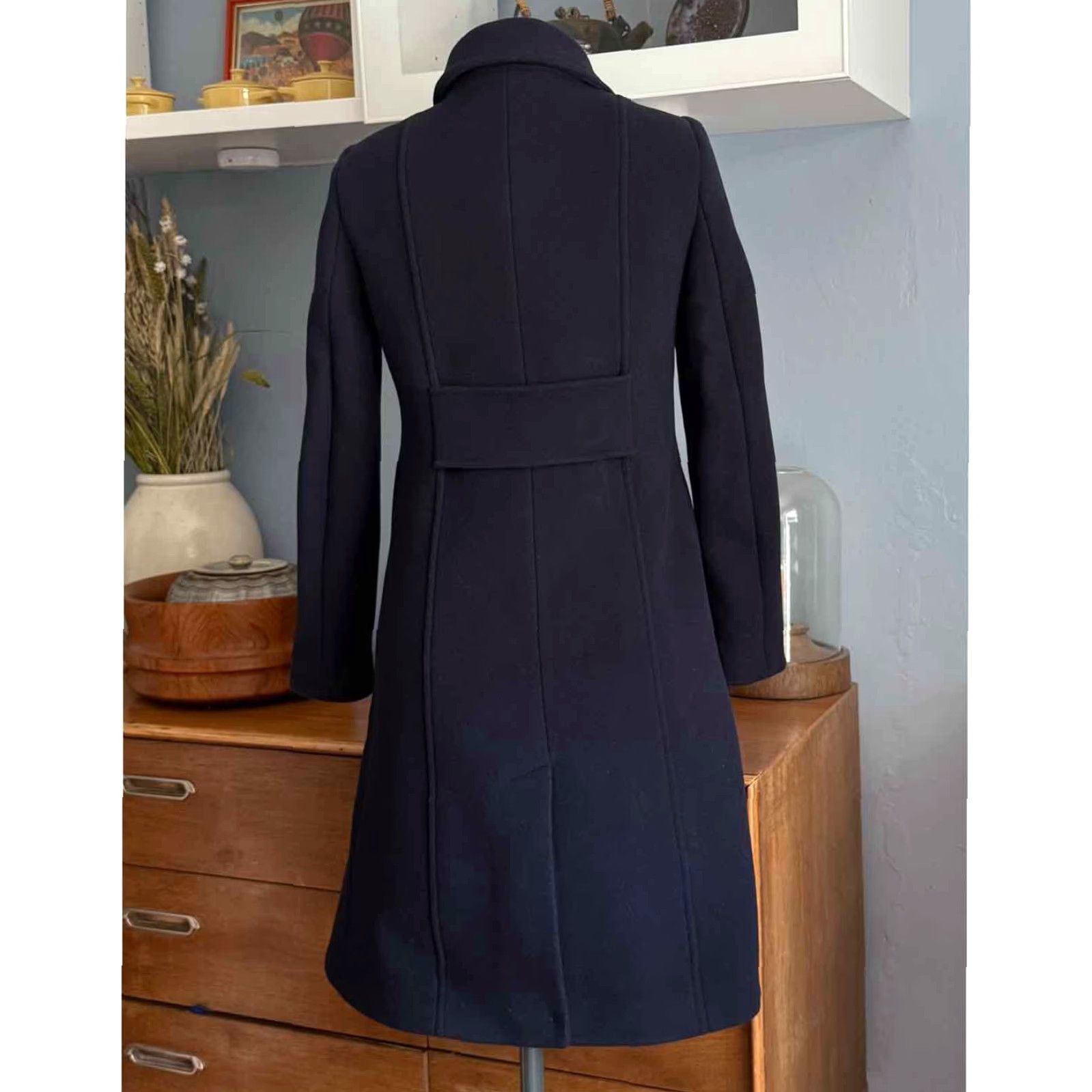 Sandro Sandro Napoleon Military Wool Blend Trench Coat Navy Blue Size 34 Women Coat Pea Navy Wool Blend Buttons Long Seasonal Casual Ribnt Size XXS / US 00 / IT 34 - 4 Thumbnail