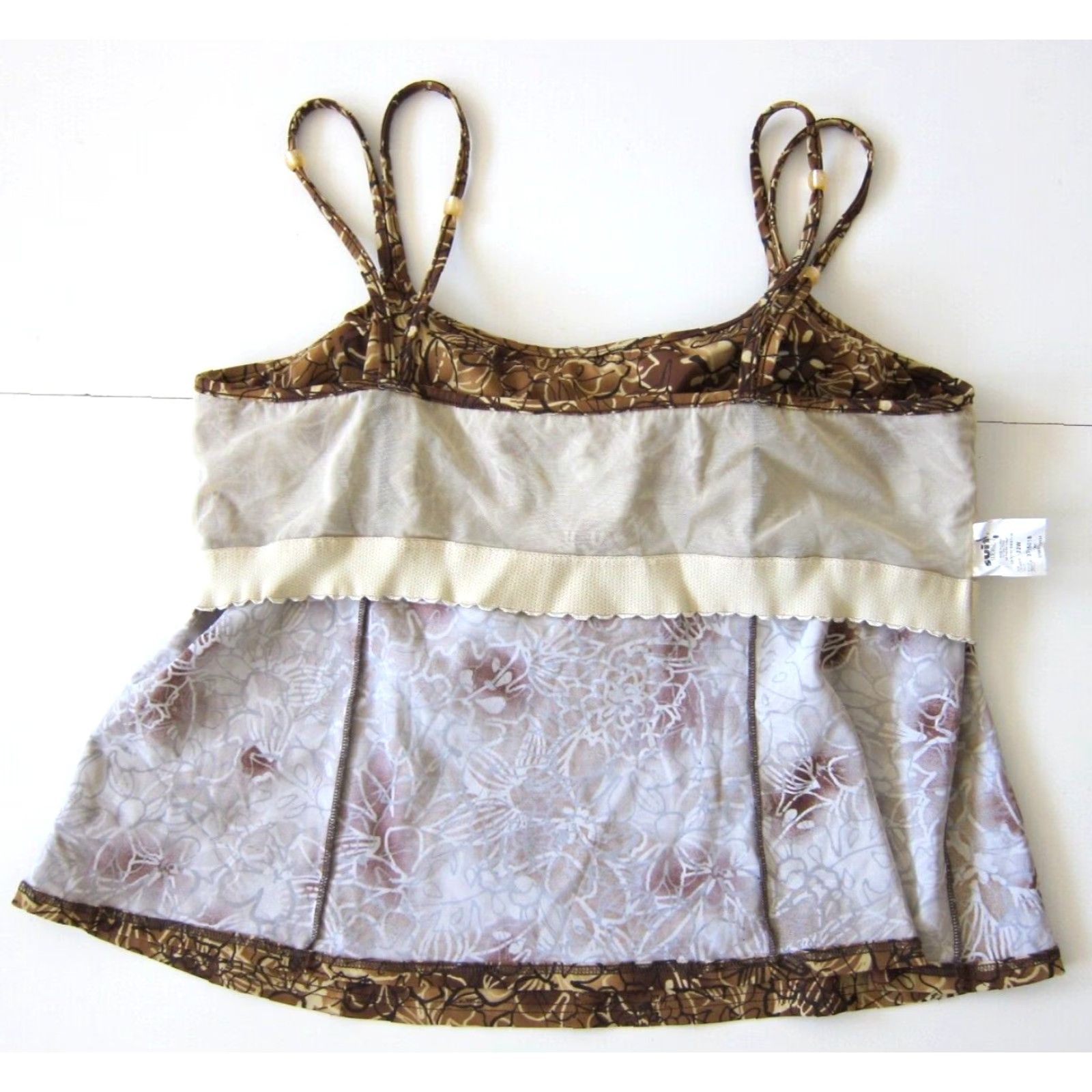 Vintage Suit Yourself Brown Black Floral Built In Padded Bra Swimsuit Tankini Women 22W Size 3XL / US 20-22 - 5 Thumbnail