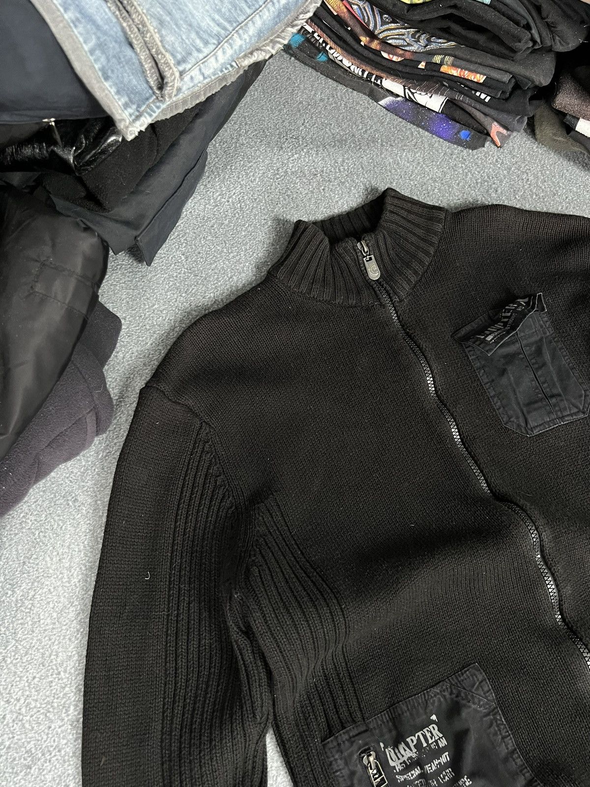 Japanese Brand Vintage 90's Japan Style Opium Milita ribbed Zip Sweater Y2K Size US XL / EU 56 / 4 - 2 Thumbnail