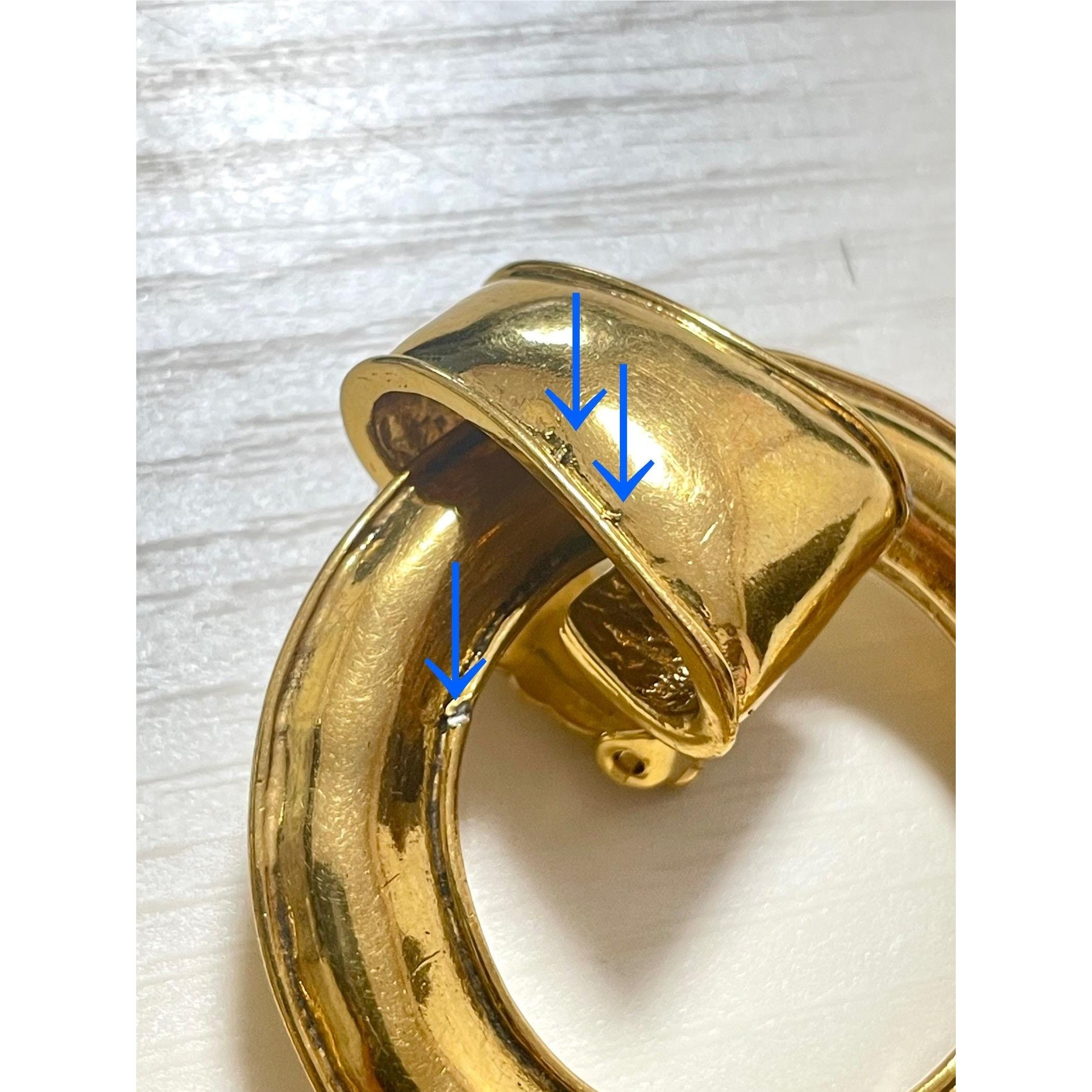 Chanel Vintage CHANEL large hoop dangle earrings with cc Size ONE SIZE - 4 Thumbnail