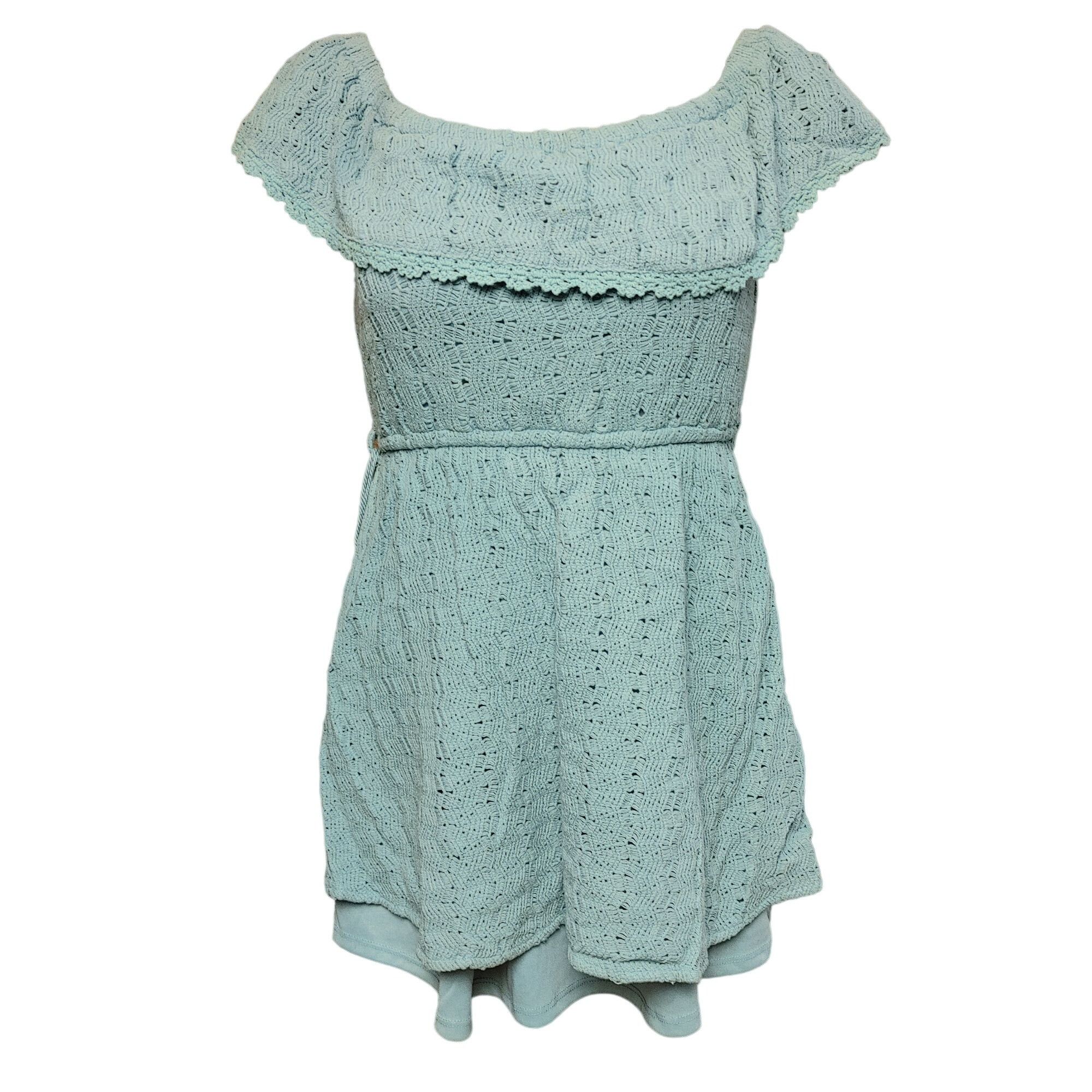 Other Papaya Women's Light Blue Ruffled off Shoulder Lace Sleevele Size M / US 6-8 / IT 42-44 - 1 Thumbnail