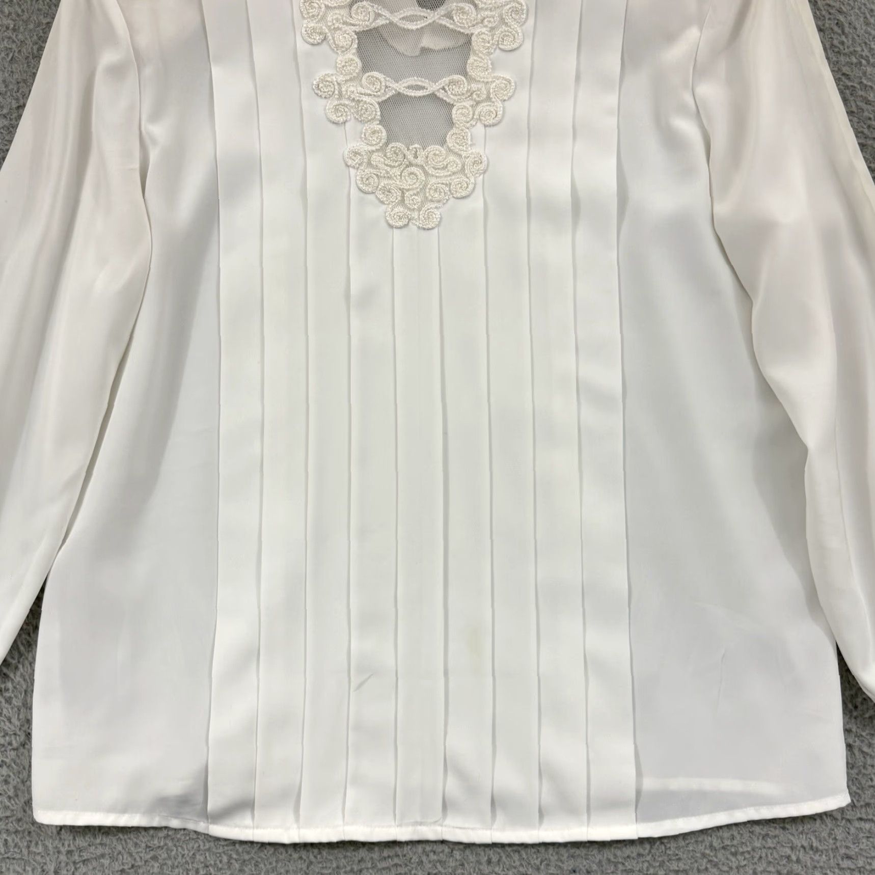 Vintage VINTAGE Laura Scott Shirt Women 12 Long Sleeve Collared Pleated Button Blouse 80s Classic White Shirts Size XL / US 12-14 / IT 48-50 - 2 Thumbnail