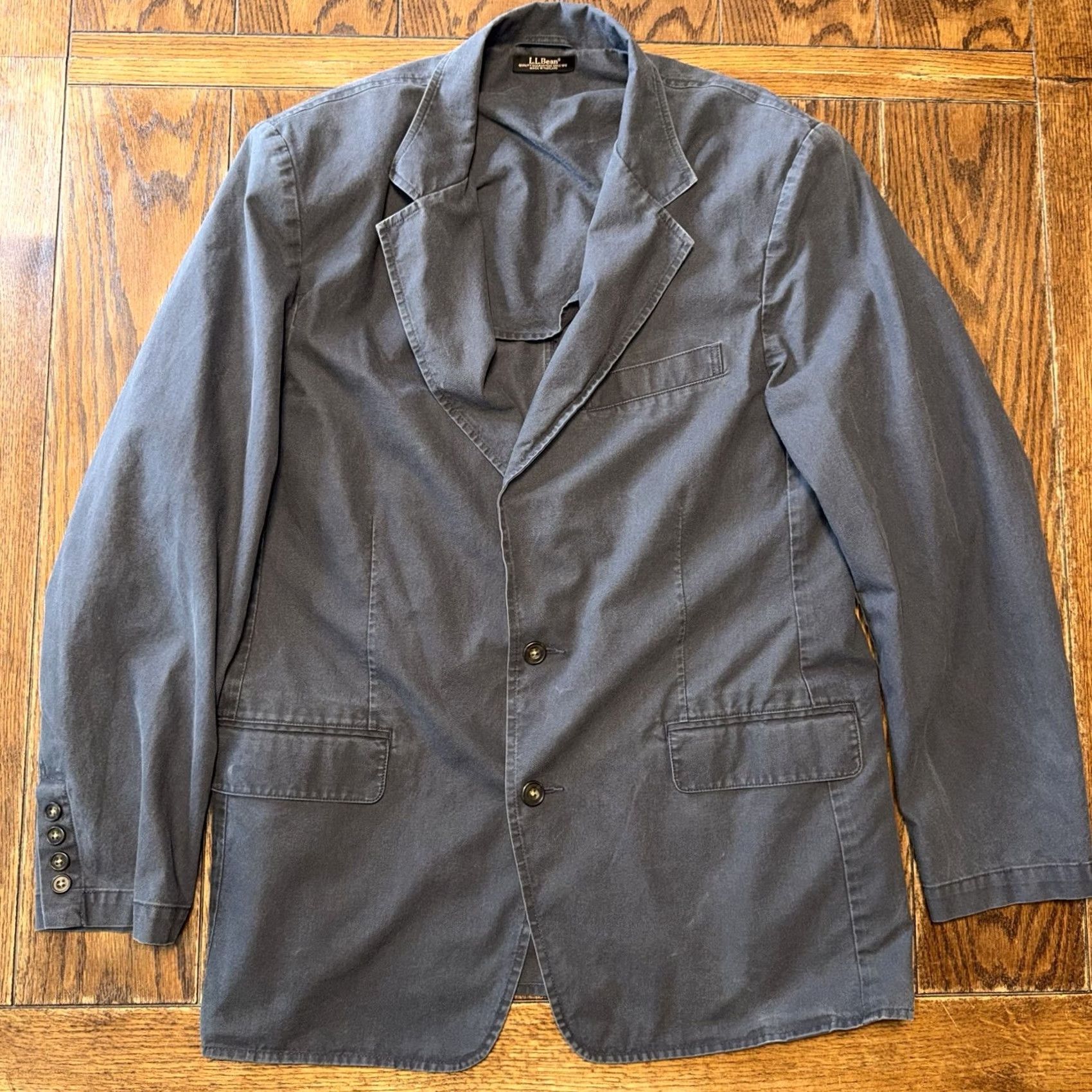Vintage VINTAGE LL Bean Blazer Mens 40 Regular Washed Blue Two Button Sport Coat oKU59 Size 40R - 2 Thumbnail