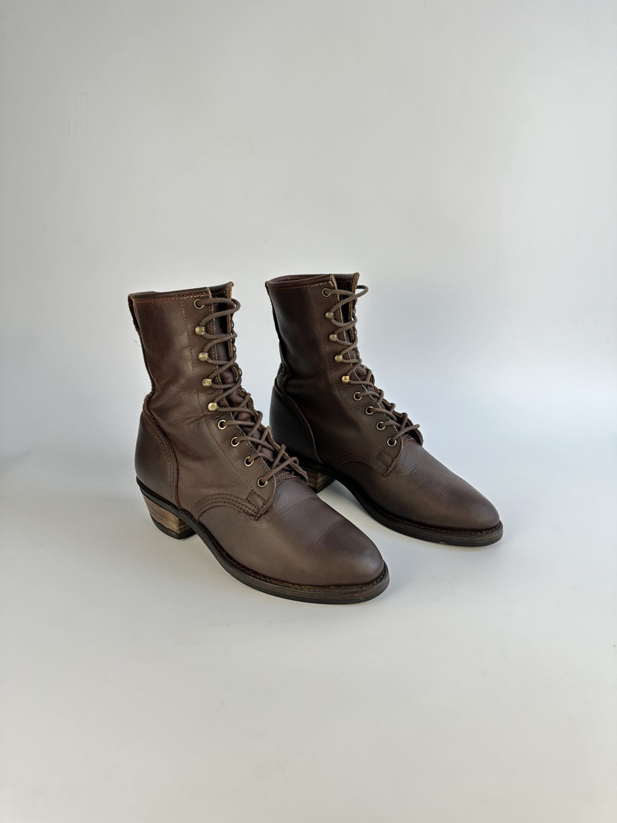 Durango Durango 10M Leather Packer Boots Lace Up Western Vibram Sole Size US 10 / IT 40 - 1 Thumbnail