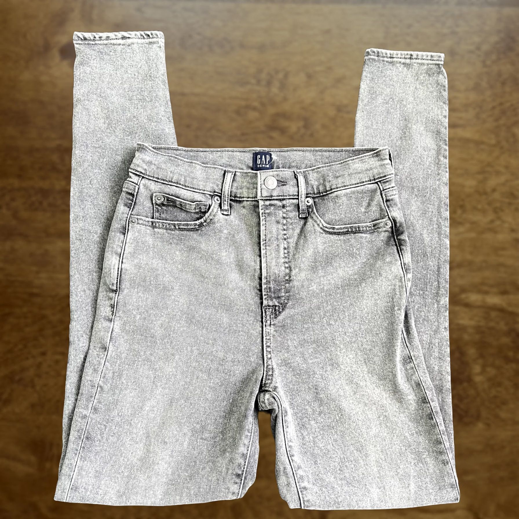 Gap VINTAGE Gap True Skinny Jeans Womens 4/27 Tall Gray Mid Rise Stretch Denim Light Wash Size 27" / US 4 / IT 40 - 1 Thumbnail