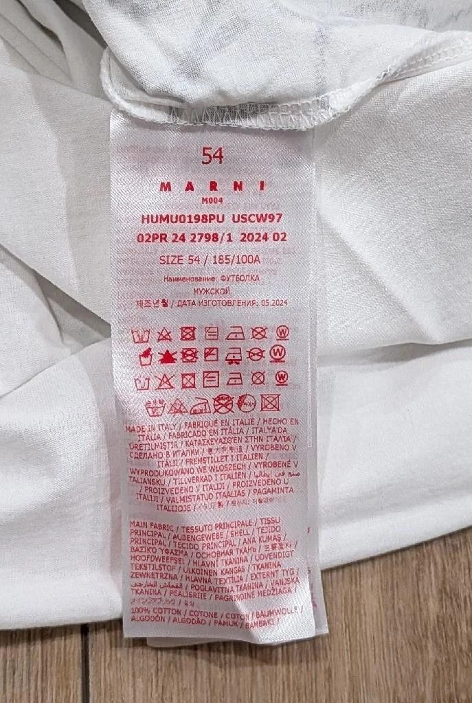 Marni MARNI Scribble Cotton Graphic Crewneck T-Shirt White 54 Size US L / EU 52-54 / 3 - 4 Thumbnail