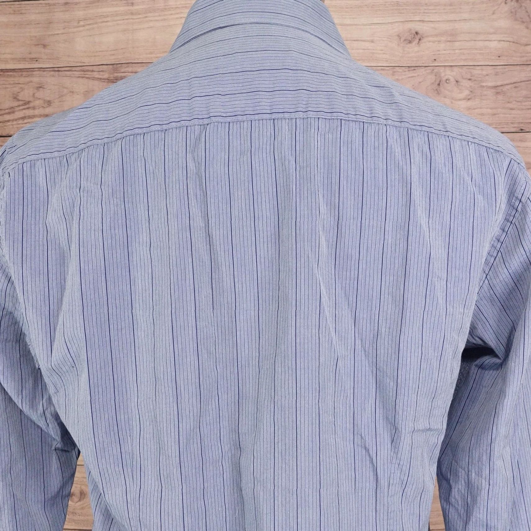 Kenneth Cole Kenneth Cole Reaction Dress Shirt Mens 15.5 32/33 Blue Striped Slim Fit Shirt Modern Dress Shirt Mens Blue Striped Slim Fit Size 42R - 5 Thumbnail
